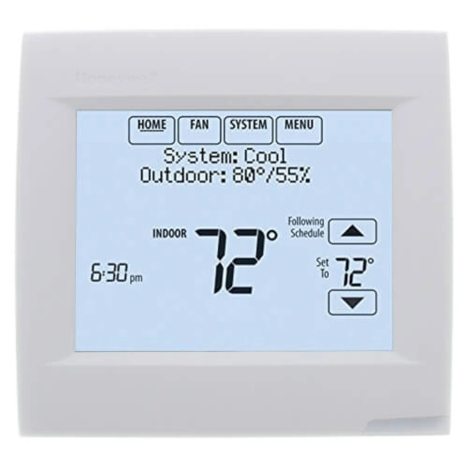 Honeywell TH8110R1008 Honeywell 24V, 750mV, 1 Heat/1 Cool Conventional, Large Display, Keypad Lockout, Premier White, Touchscreen, VisionPRO 8000 Thermostat with RedLINK - TH8110R1008 