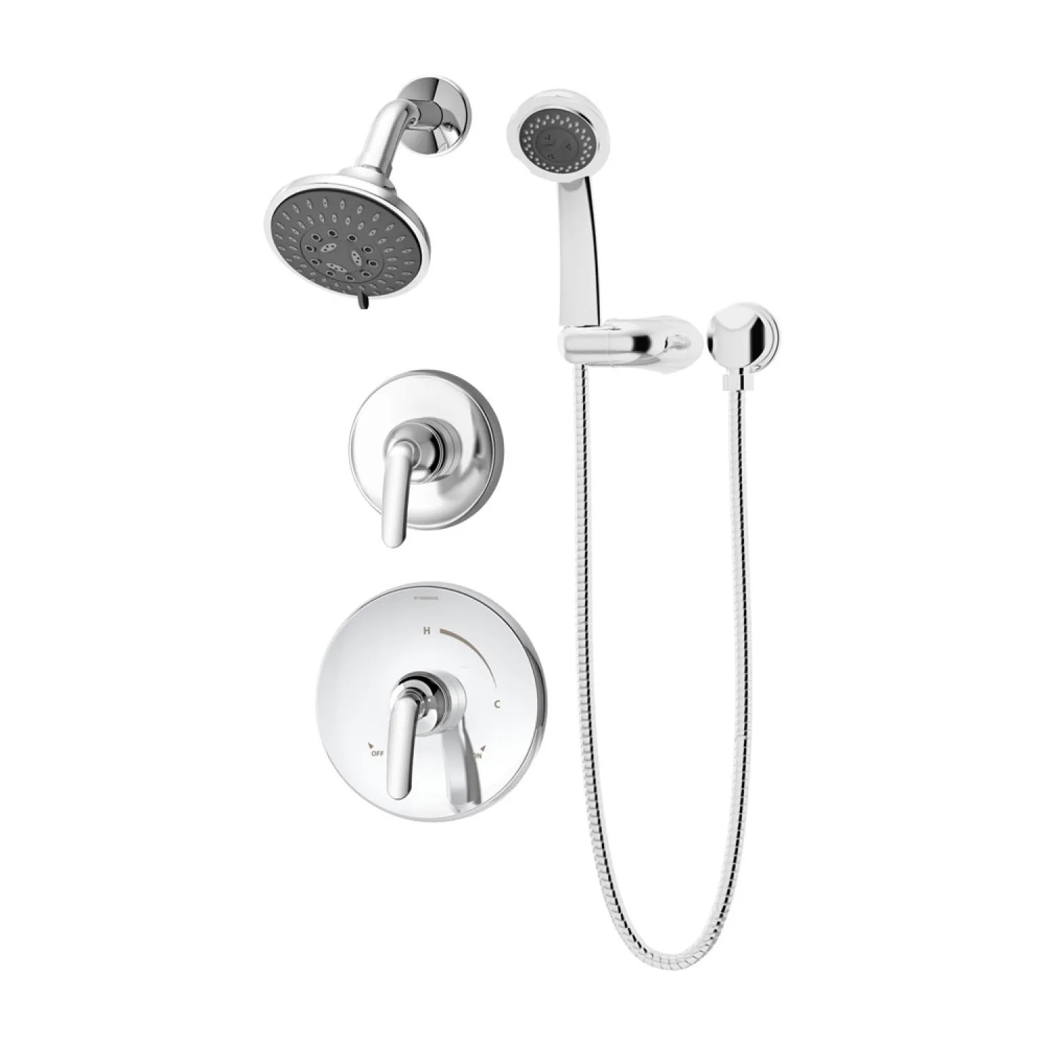 Symmons 5505-TRM Symmons Elm Three-Function Shower Faucet with Hand Shower, Trim Only, Two Metal Lever Handles, 2 GPM, Polished Chrome - 5505-TRM