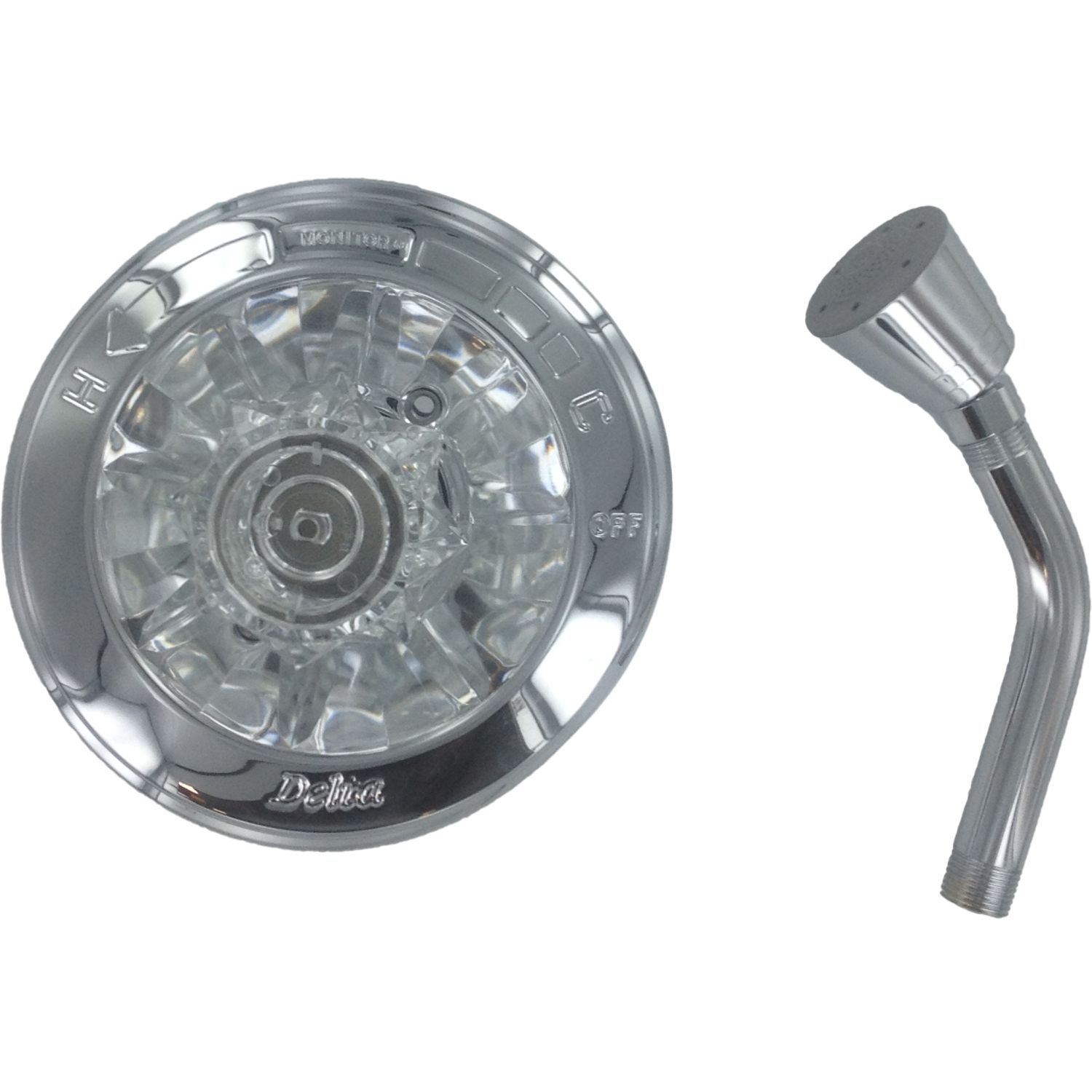 Delta T1343-TP Delta Monitor 13 Series Single-Handle Pressure-Balanced Shower Faucet, Crystal Handle, Chrome, Tract Pack - T1343-TP