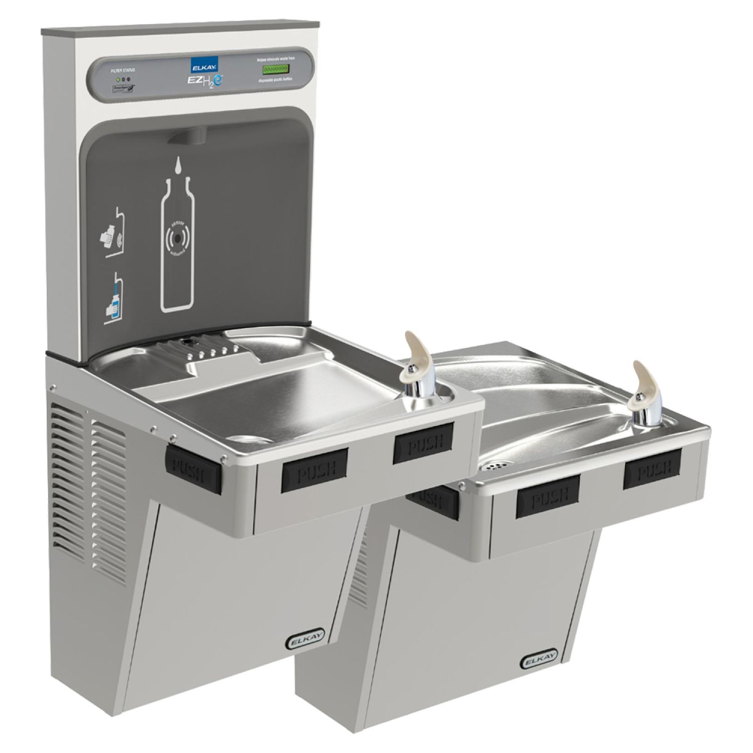 Elkay LMABFTLDDWSLK Elkay LMABFTLDDWSLK EZH2O Bottle Filling Station & Bi-Level Cooler Combo
