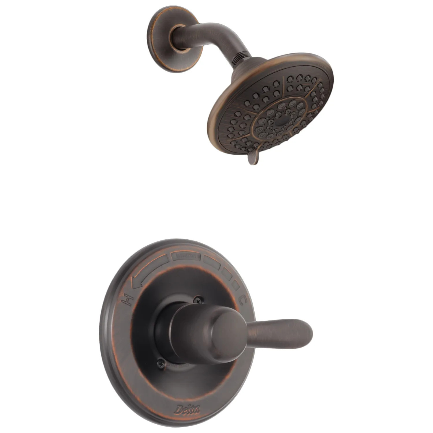 Delta T14238-RB Delta Lahara Monitor 14 Series Single-Handle Shower Faucet with 5-Setting Rain Showerhead, 1.75 GPM, Lever Handle, Venetian Bronze - T14238-RB