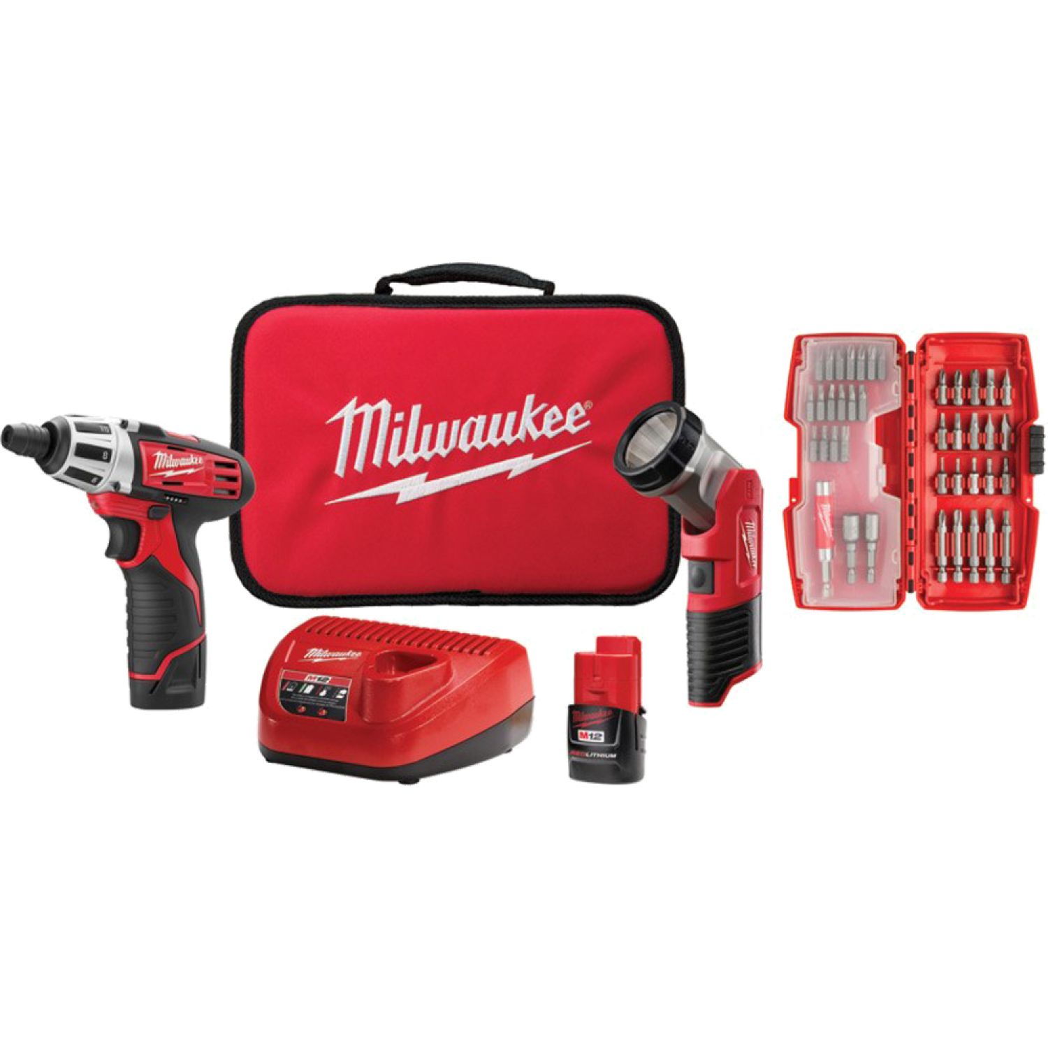 Milwaukee 2482-22 Milwaukee 2482-22 M12 Screwdriver with LED Work Light Plus Combo Set