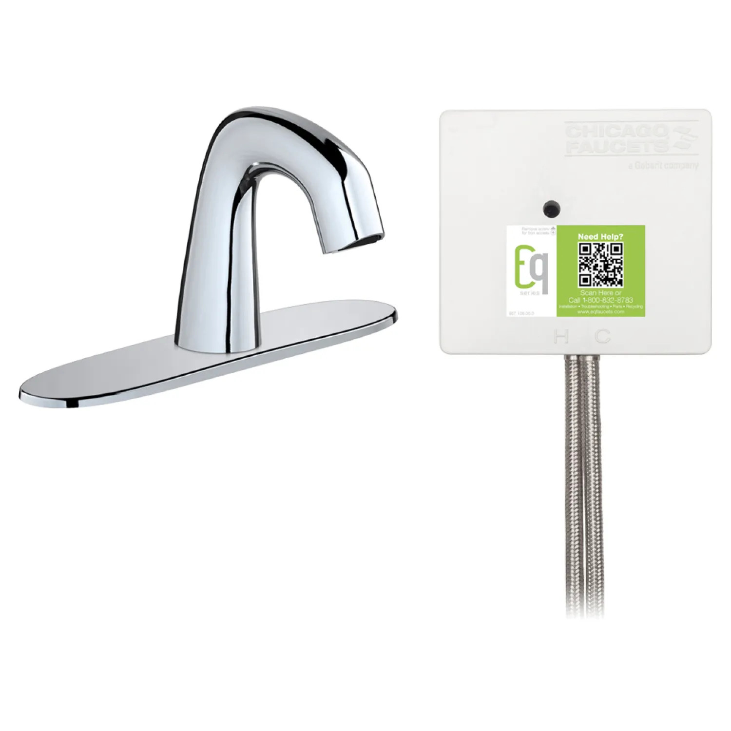 Chicago Faucet EQ-A13A-32ABCP Chicago Faucets EQ-A13A-32ABCP EQ Chrome EQ Curved Series Lavatory Sink Faucet with Hands-free Infrared Detection