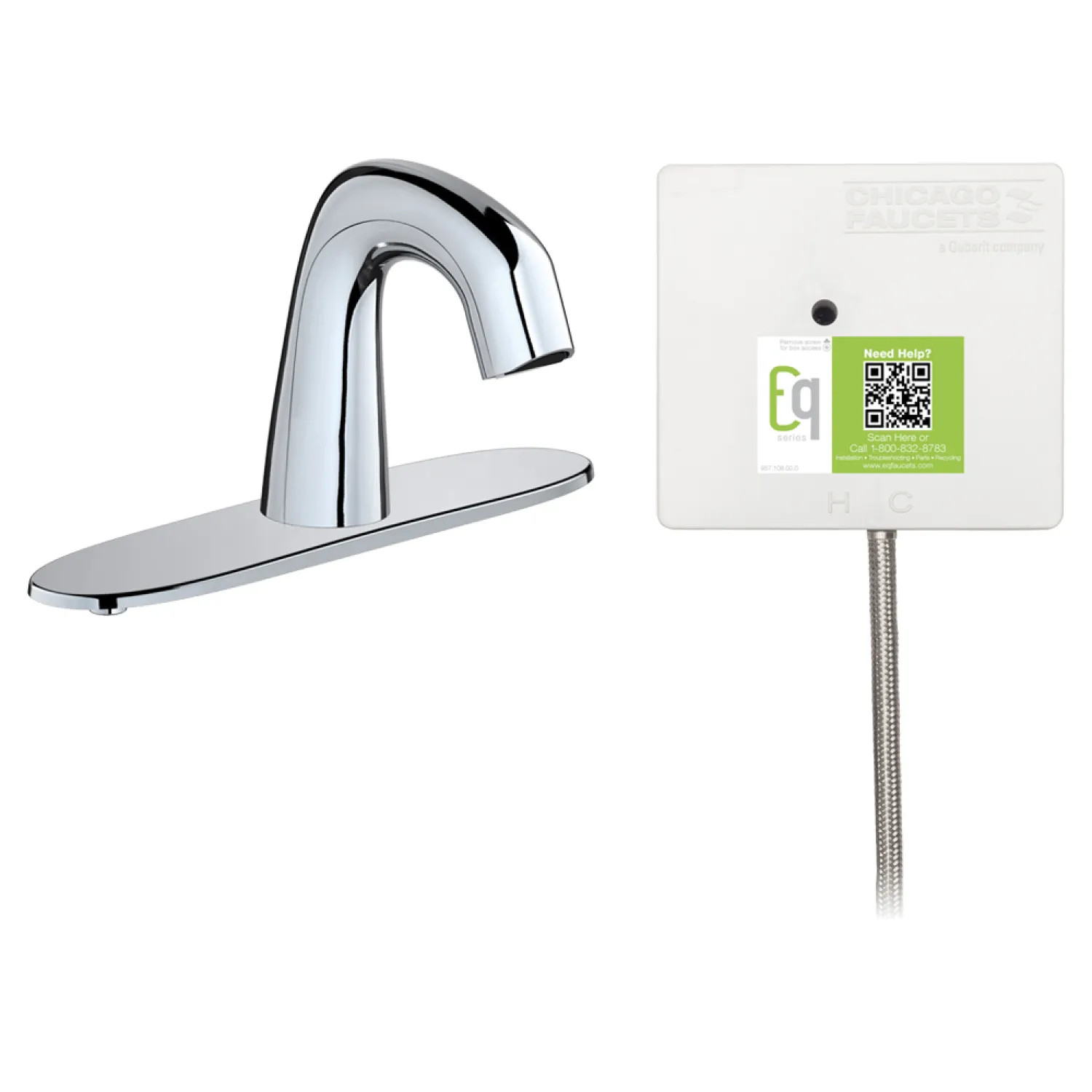 Chicago Faucet EQ-D13A-11ABCP Chicago Faucets EQ-D13A-11ABCP EQ Chrome EQ Curved Series Lavatory Sink Faucet with Hands-free Infrared Detection