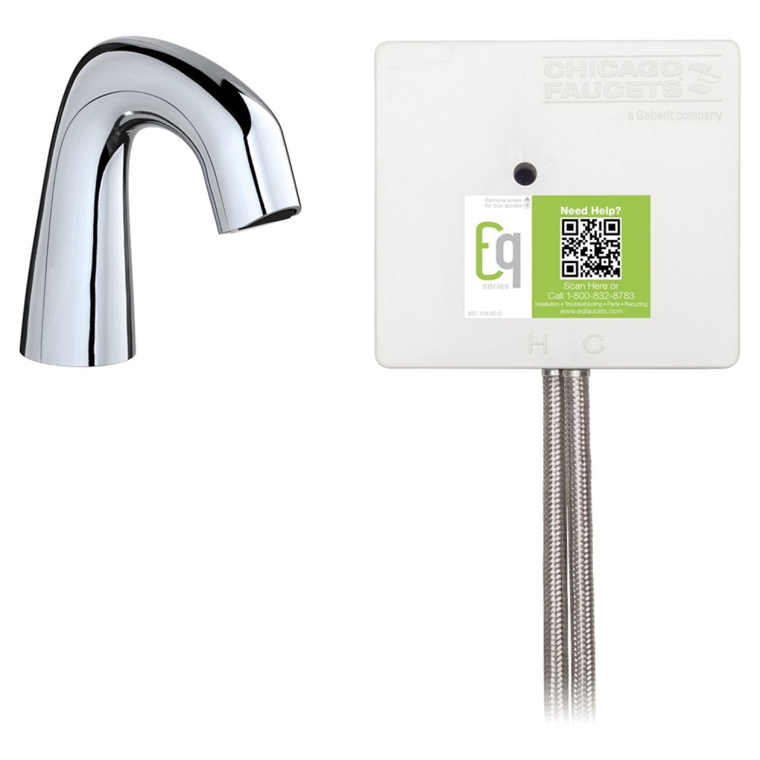 Chicago Faucet EQ-D11A-33ABCP Chicago EQ-D11A-33ABCP Chrome Curved Series Lavatory Sink Faucet