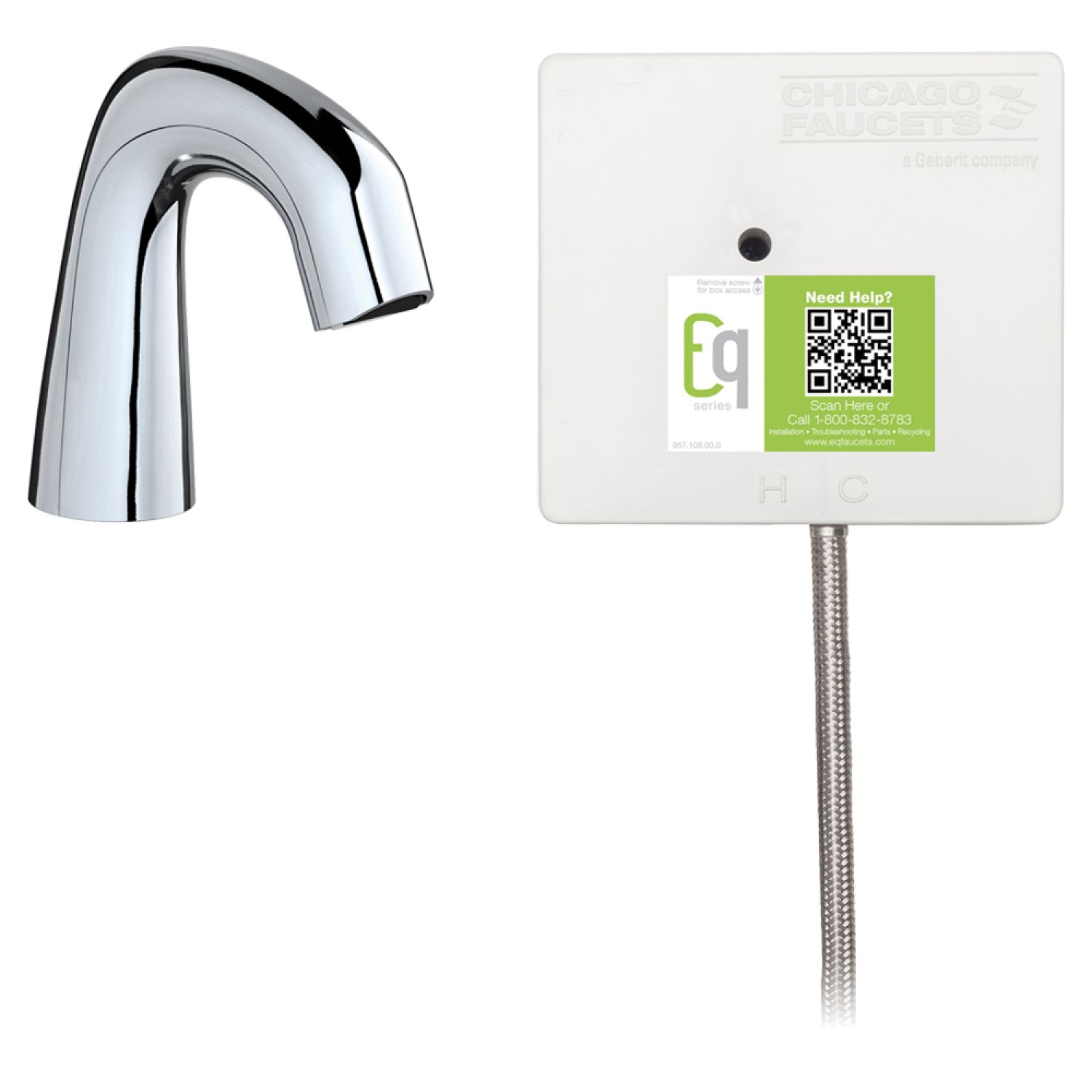 Chicago Faucet EQ-D11A-41ABCP Chicago Faucets EQ-D11A-41ABCP EQ Chrome EQ Curved Series Lavatory Sink Faucet with Hands-free Infrared Detection