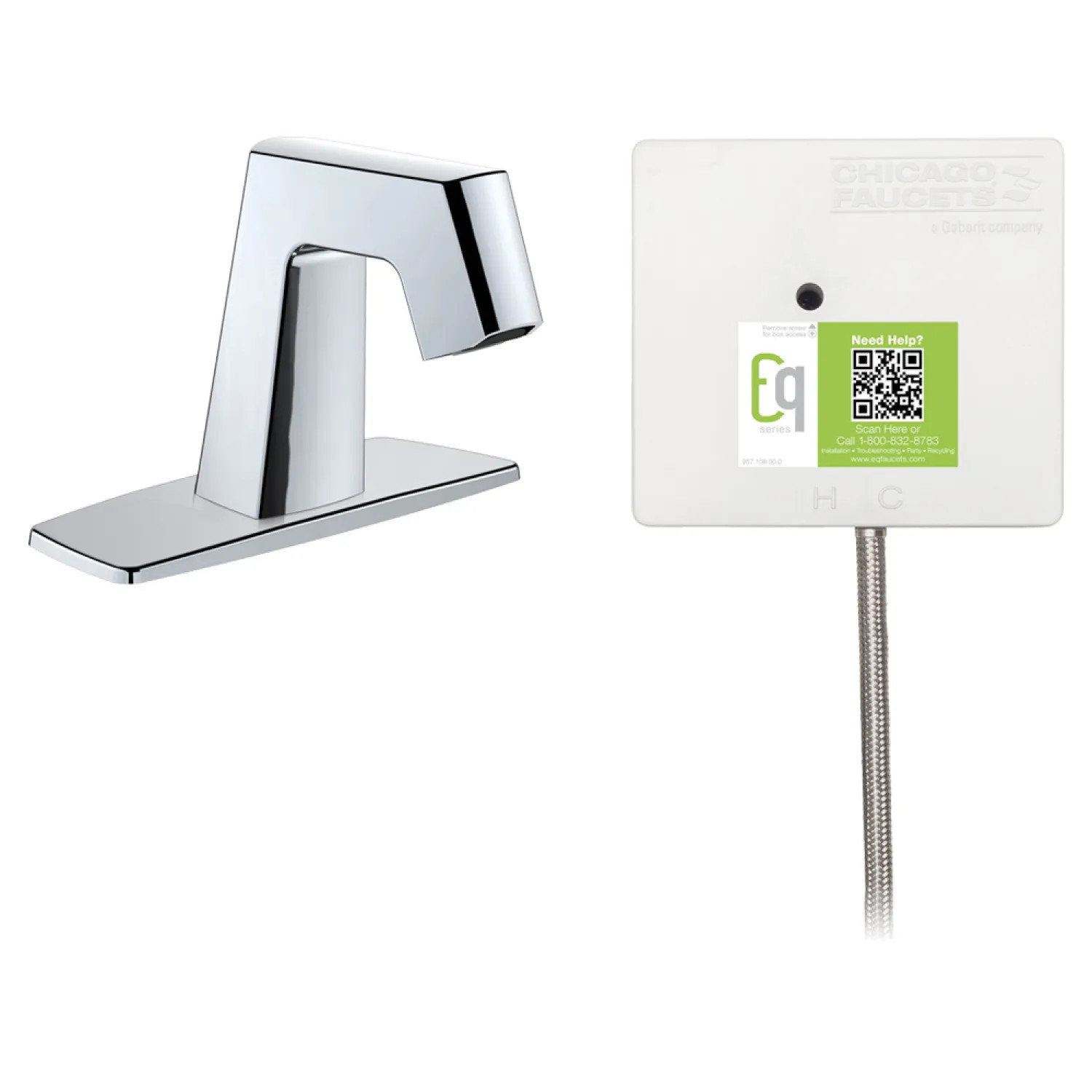Chicago Faucet EQ-B12A-51ABCP Chicago Faucets EQ-B12A-51ABCP EQ Chrome EQ Angular Series Lavatory Sink Faucet with Hands-free Infrared Detection