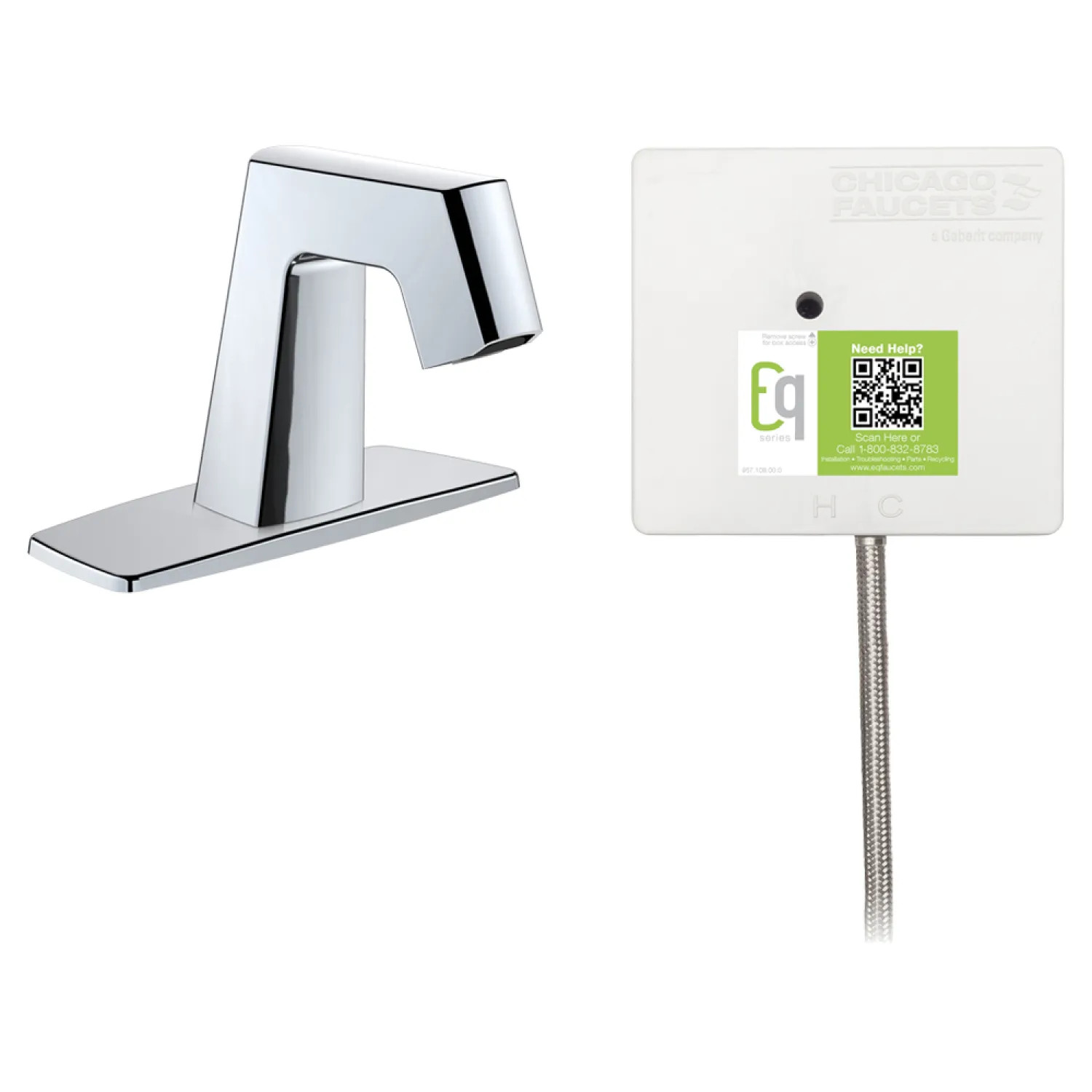 Chicago Faucet EQ-B12B-21ABCP Chicago Faucets EQ-B12B-21ABCP EQ Chrome EQ Angular Series Lavatory Sink Faucet with Hands-free Infrared Detection