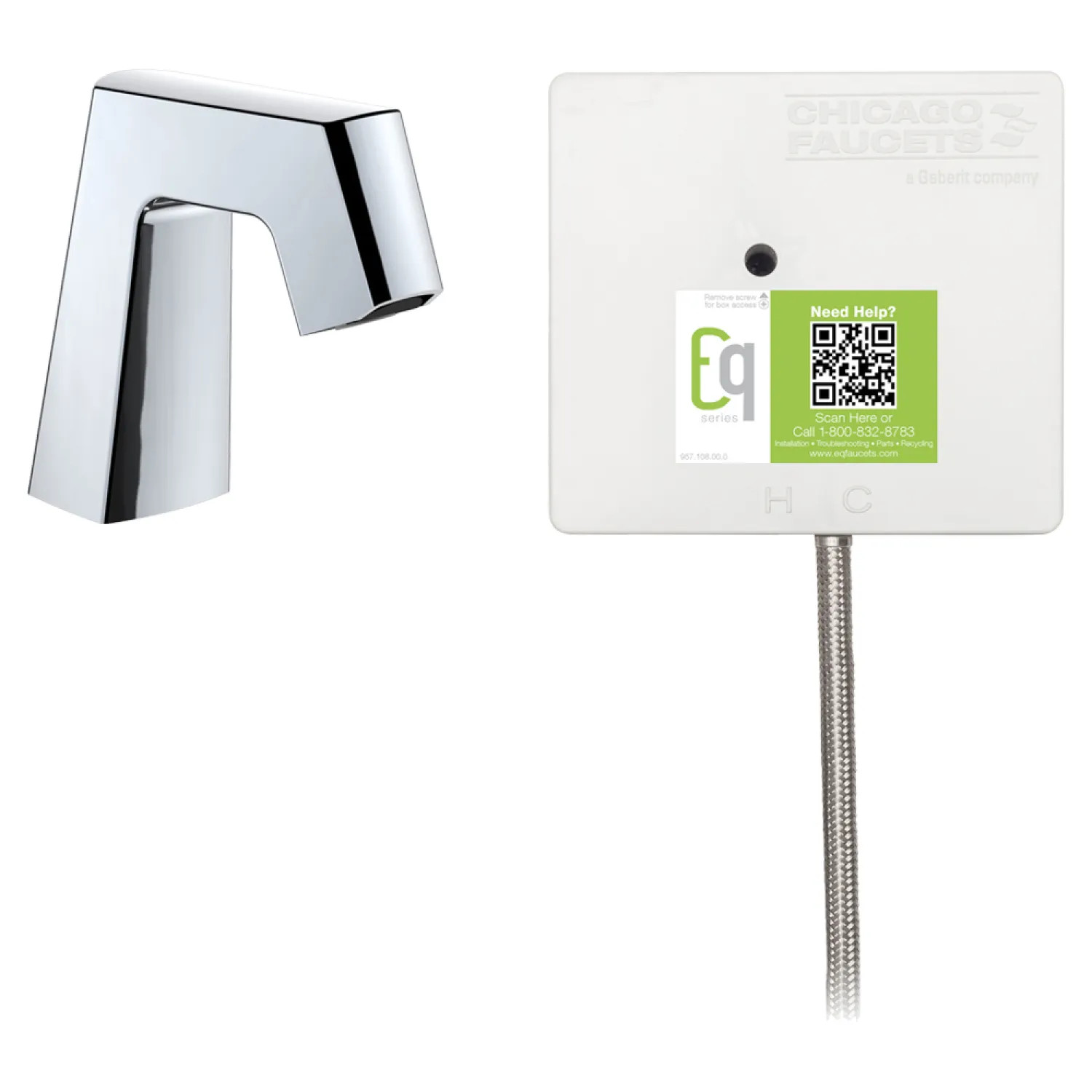 Chicago Faucet EQ-B11A-51ABCP Chicago Faucets EQ-B11A-51ABCP EQ Chrome EQ Angular Series Lavatory Sink Faucet with Hands-free Infrared Detection
