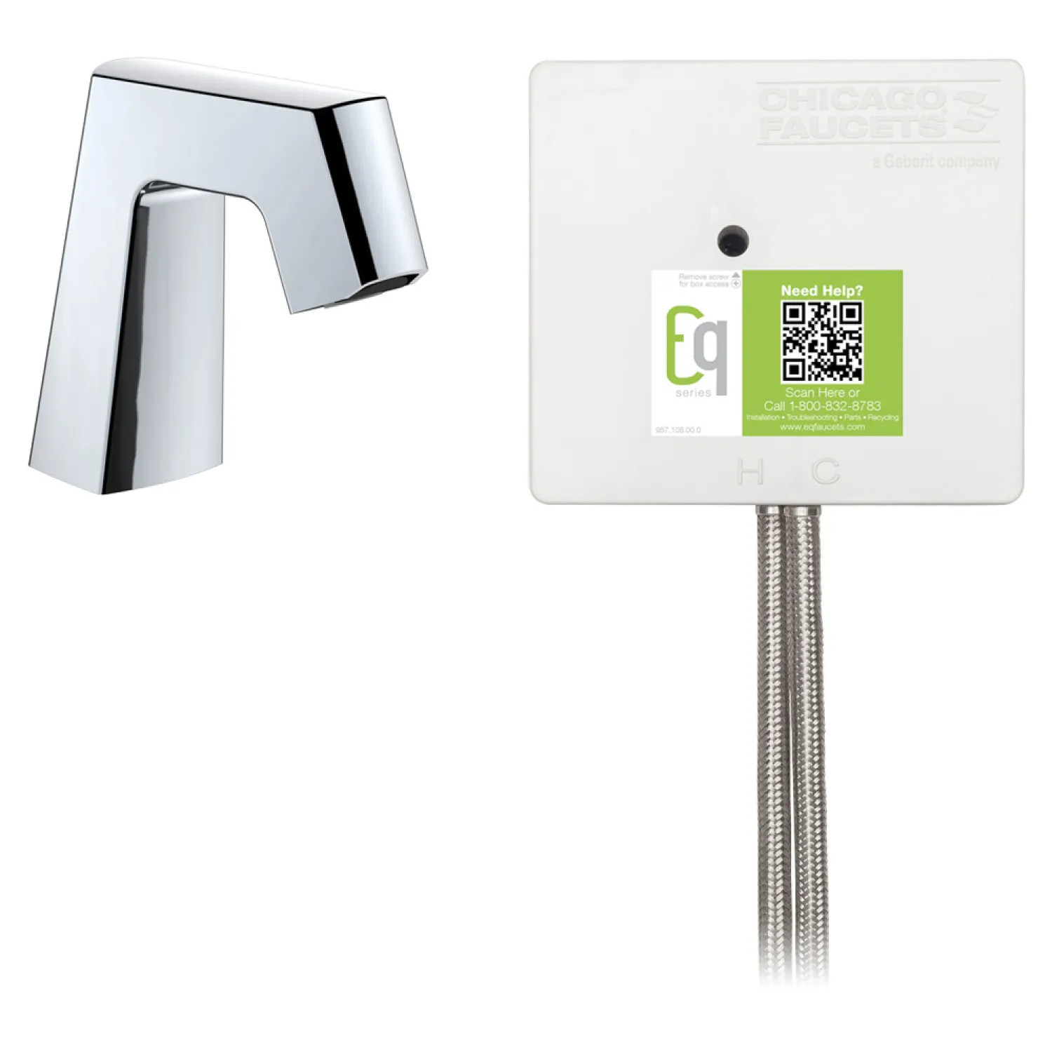 Chicago Faucet EQ-B11A-41ABCP Chicago Faucets EQ-B11A-41ABCP EQ Chrome EQ Angular Series Lavatory Sink Faucet with Hands-free Infrared Detection