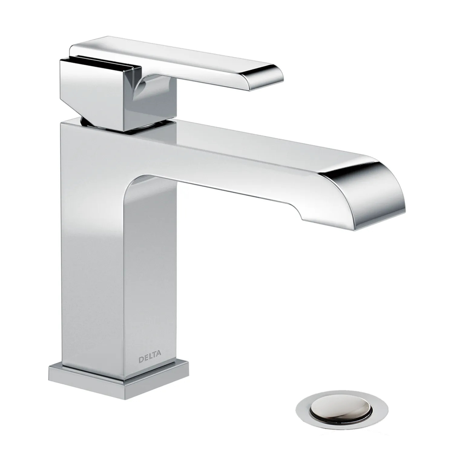 Delta 567LF-GPM-MPU Delta Ara Angular Spout Chrome Lavatory Faucet with Escutcheon and Red/Blue Indicators, Metal Pop-Up, 1 GPM, Single-Handle, DIAMOND Seal - 567LF-GPM-MPU