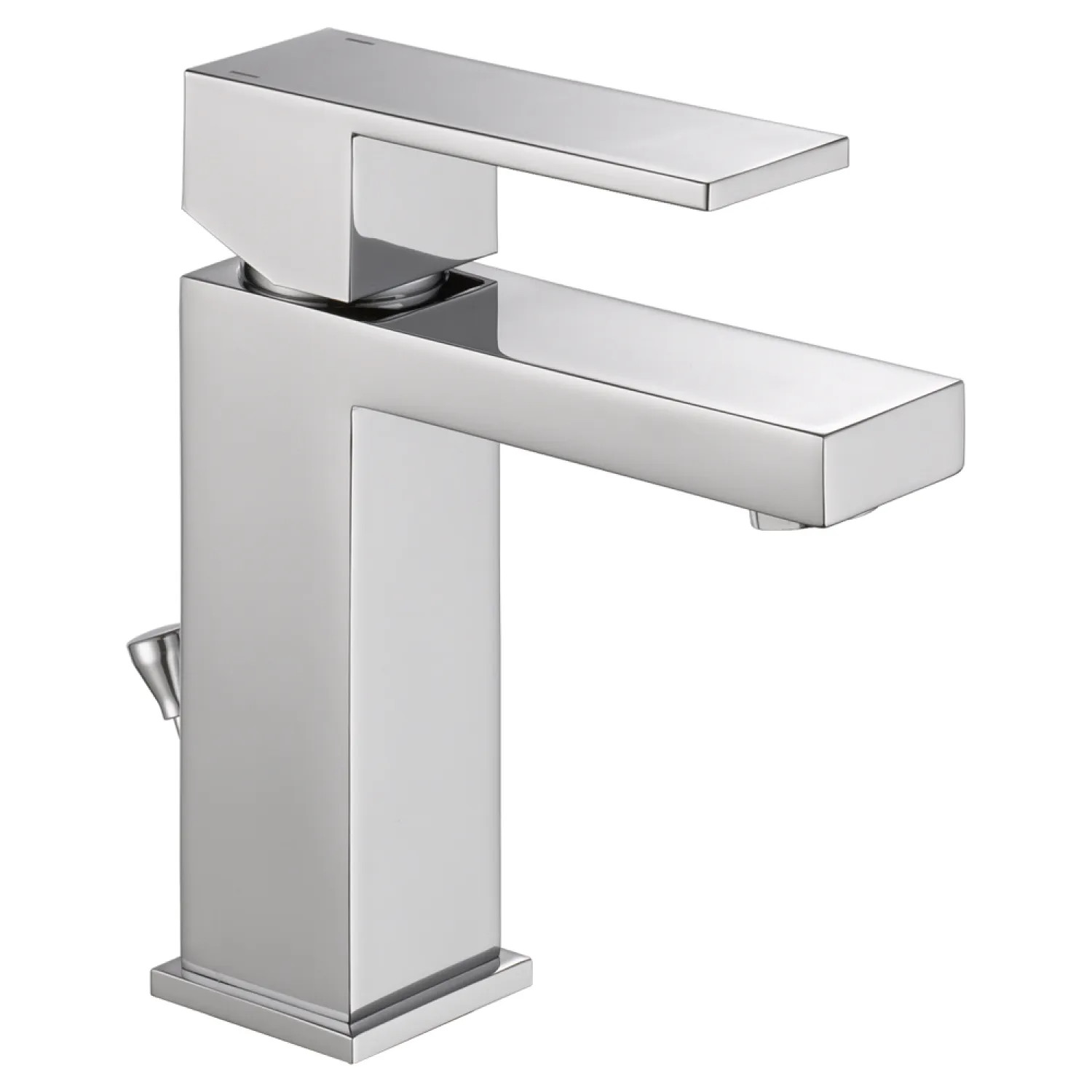 Delta 567LF-PP Delta Modern Square Single-Hole Chrome Lavatory Faucet, Metal Pop-Up, 1.2 GPM, Single-Handle, Square Lever Handle, Project Pack - 567LF-PP