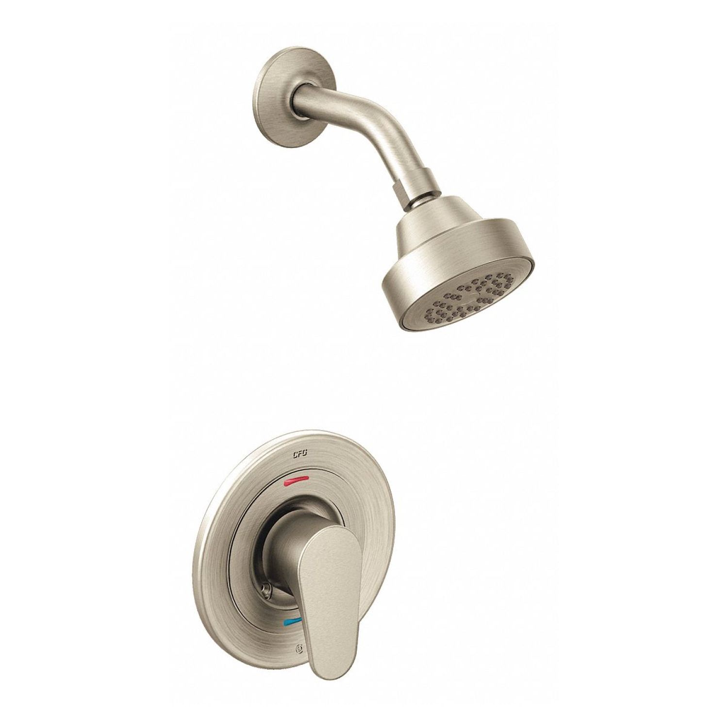 Cleveland Faucet 46302CBNGR CFG Edgestone Round Single-Handle Pressure Balancing Cycling Shower Faucet with 1.75 GPM Shower Head, Lever Handle, Brushed Nickel - T46302CBNGR