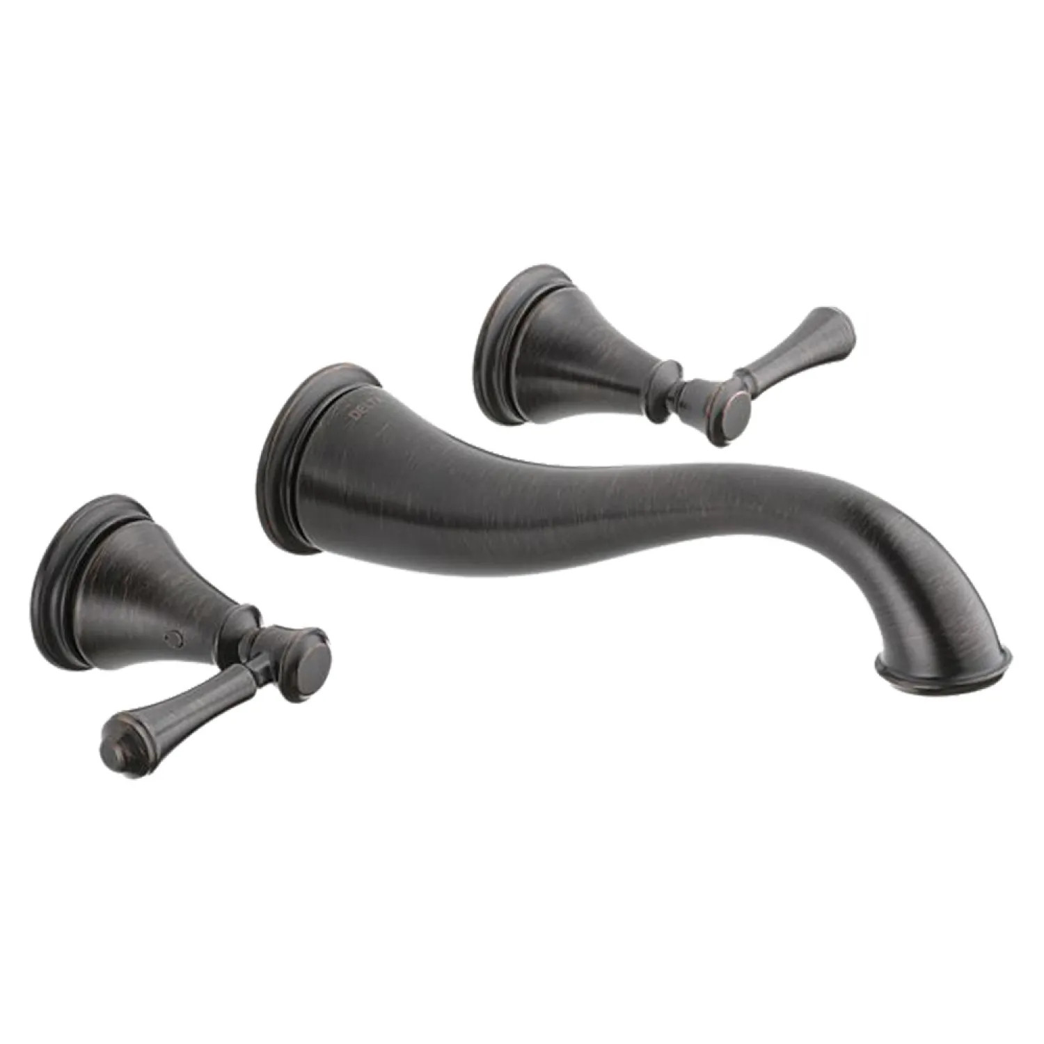 Delta T3597LF-RBWL Delta Cassidy Hook Spout Wall-Mount Venetian Bronze Lavatory Faucet Trim, Less Pop-Up, 1.2 GPM, Two-Handle, Lever Handles, Less Rough-In - T3597LF-RBWL