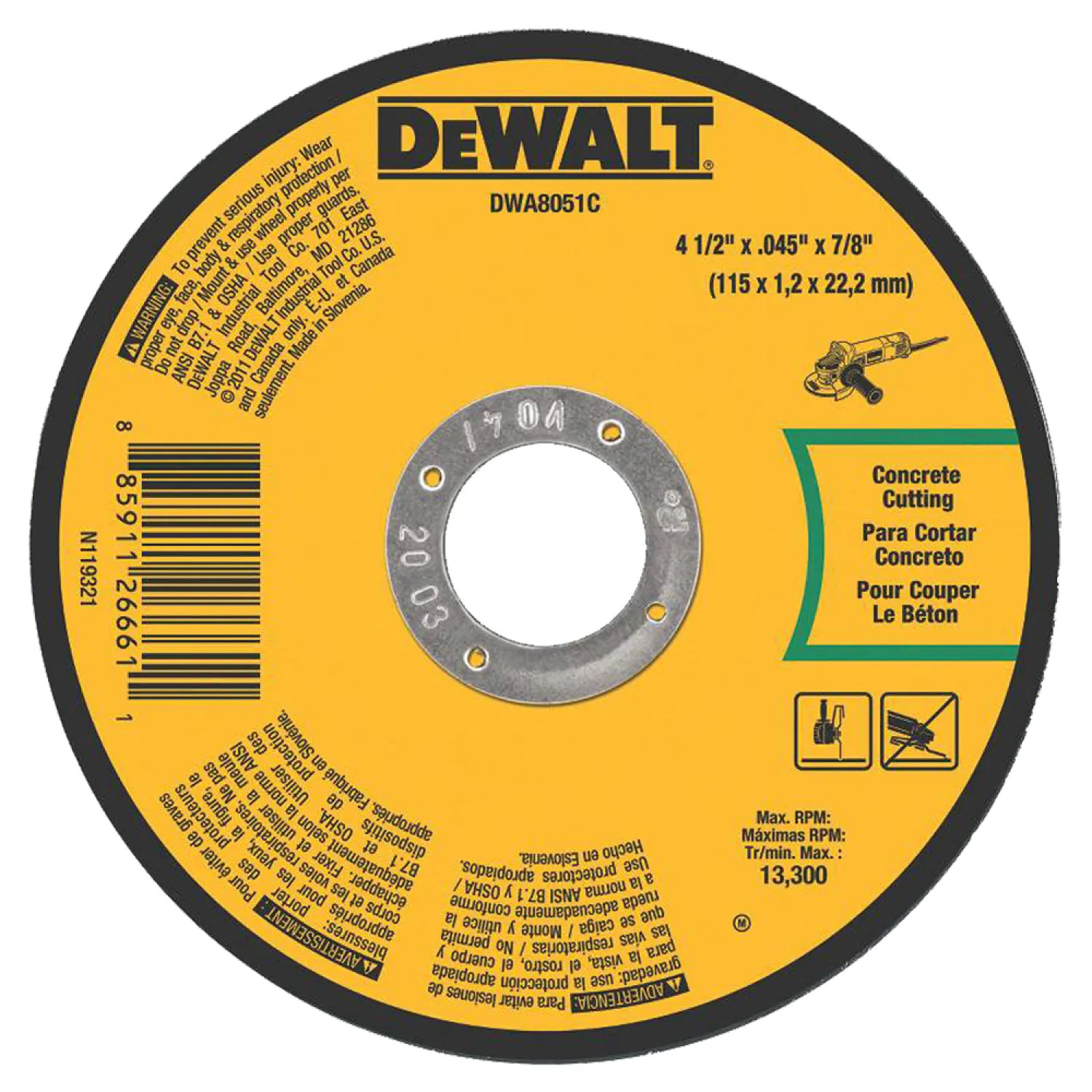 Dewalt DWA8051C Dewalt DWA8051C Type 1 Small Diameter Cut-Off Wheel