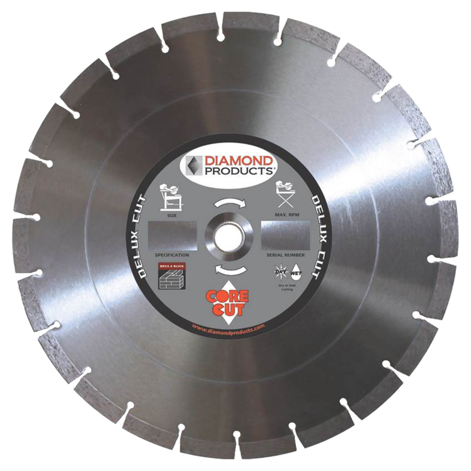 Diamond 22856 Diamond Products 22856 Deluxe-Cut Segmented Rim Circular Saw Blade, 10in Dia