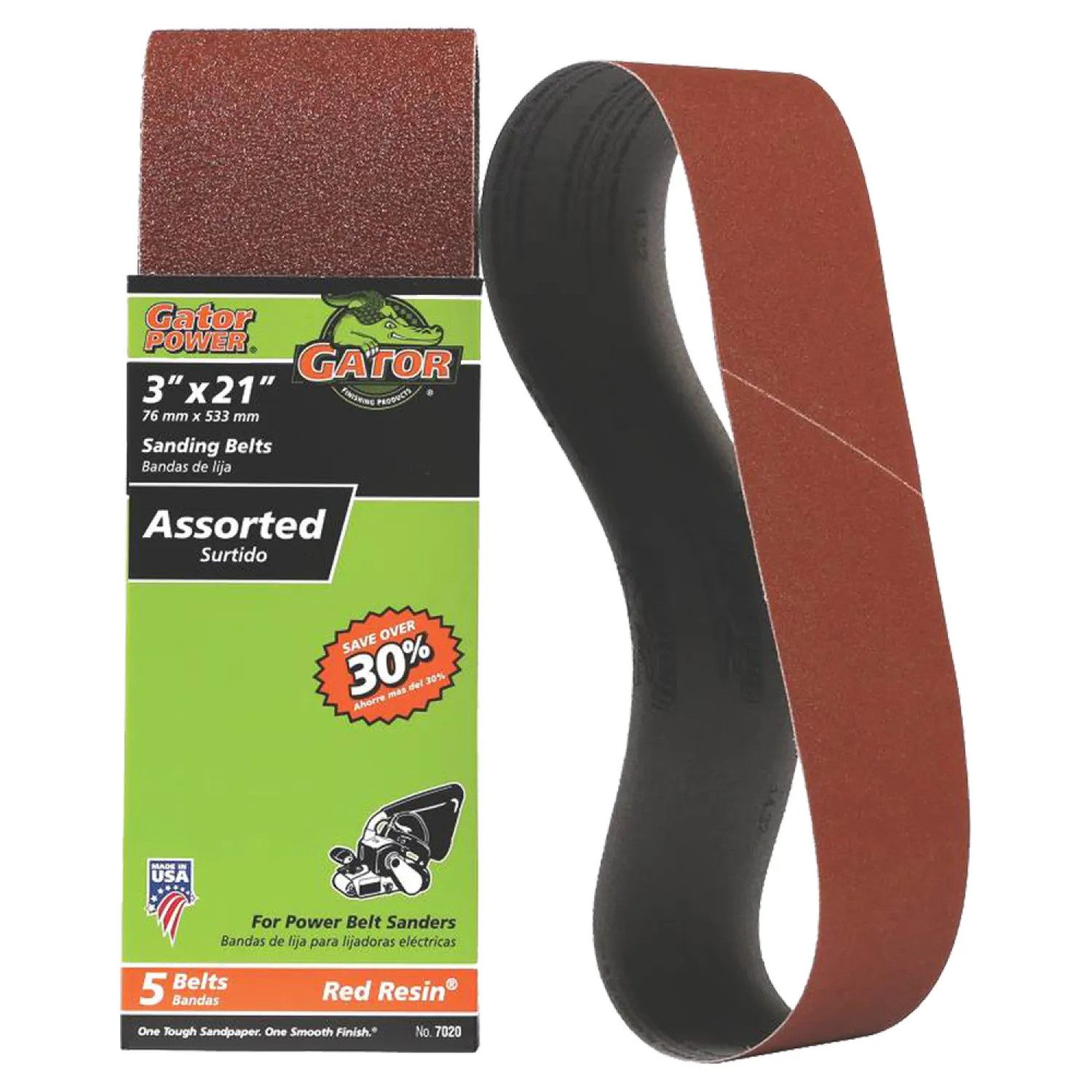 Gator 7020 Gator 7020 Assorted Heavy Duty Resin Bond Power Sanding Belt Kit, 21 in L X 3 in W