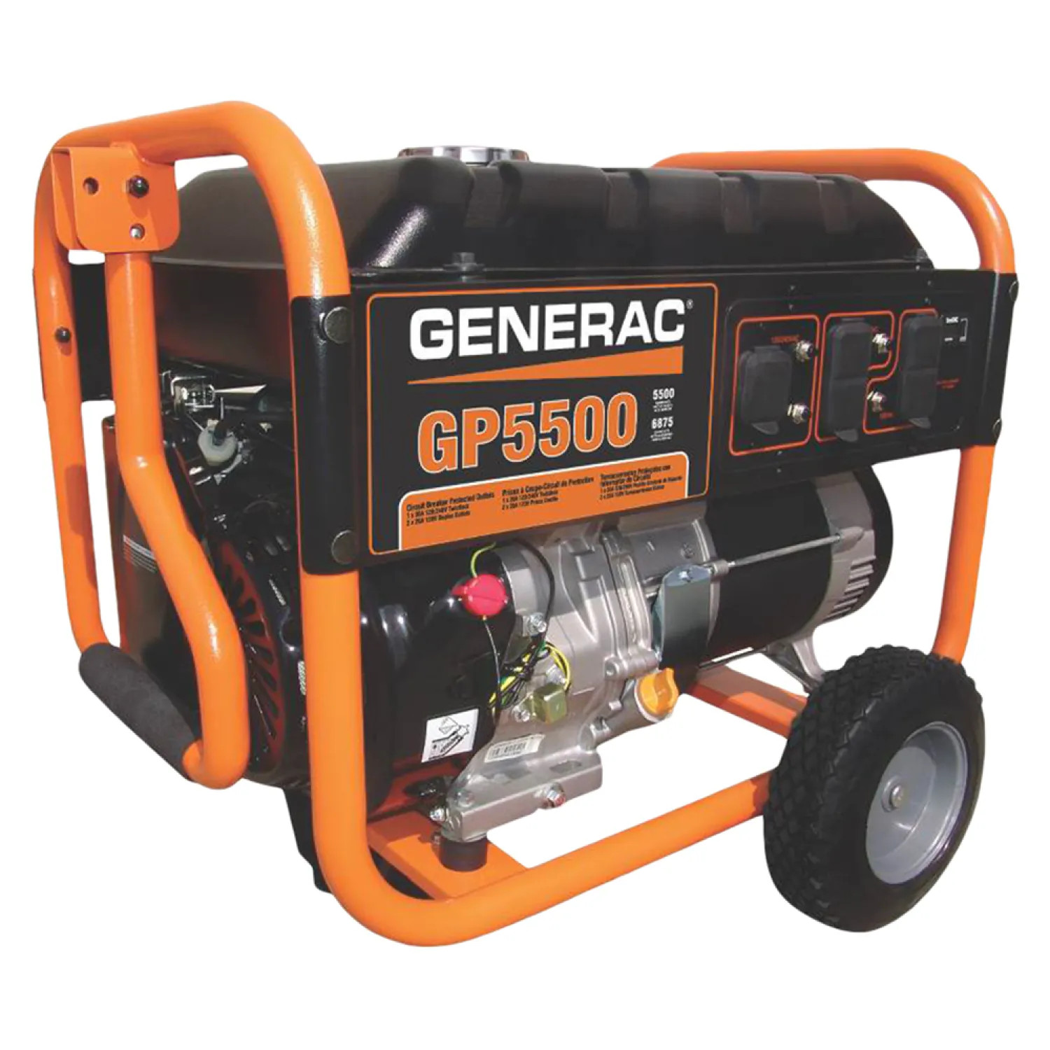 Generac 5945 Generac GP 5737 Portable Generator, 120/240 VAC, 22.9 A, 5500/6875 W, Overhead Valve