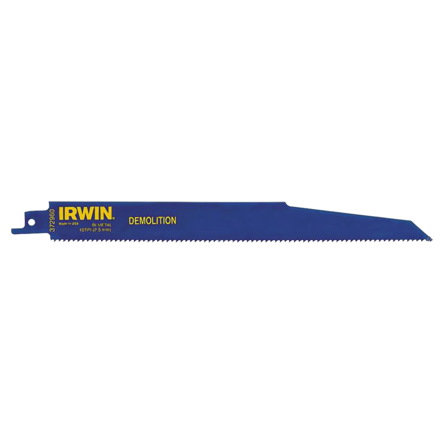 Irwin 372960P5 Irwin 372960P5 Bi-Metal Linear Edge Reciprocating Saw Blade, 9 in L x 1/16 in T, 10 TPI