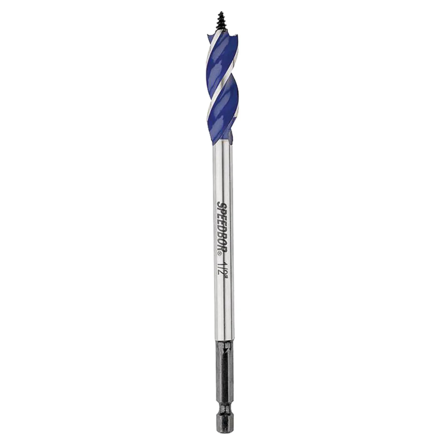 Irwin 3041001 Speedbor Max 3041001 Wood Boring Bit, 1/2 in Dia x 6 in OAL, Carbon Steel, Bright, 3 in Flute