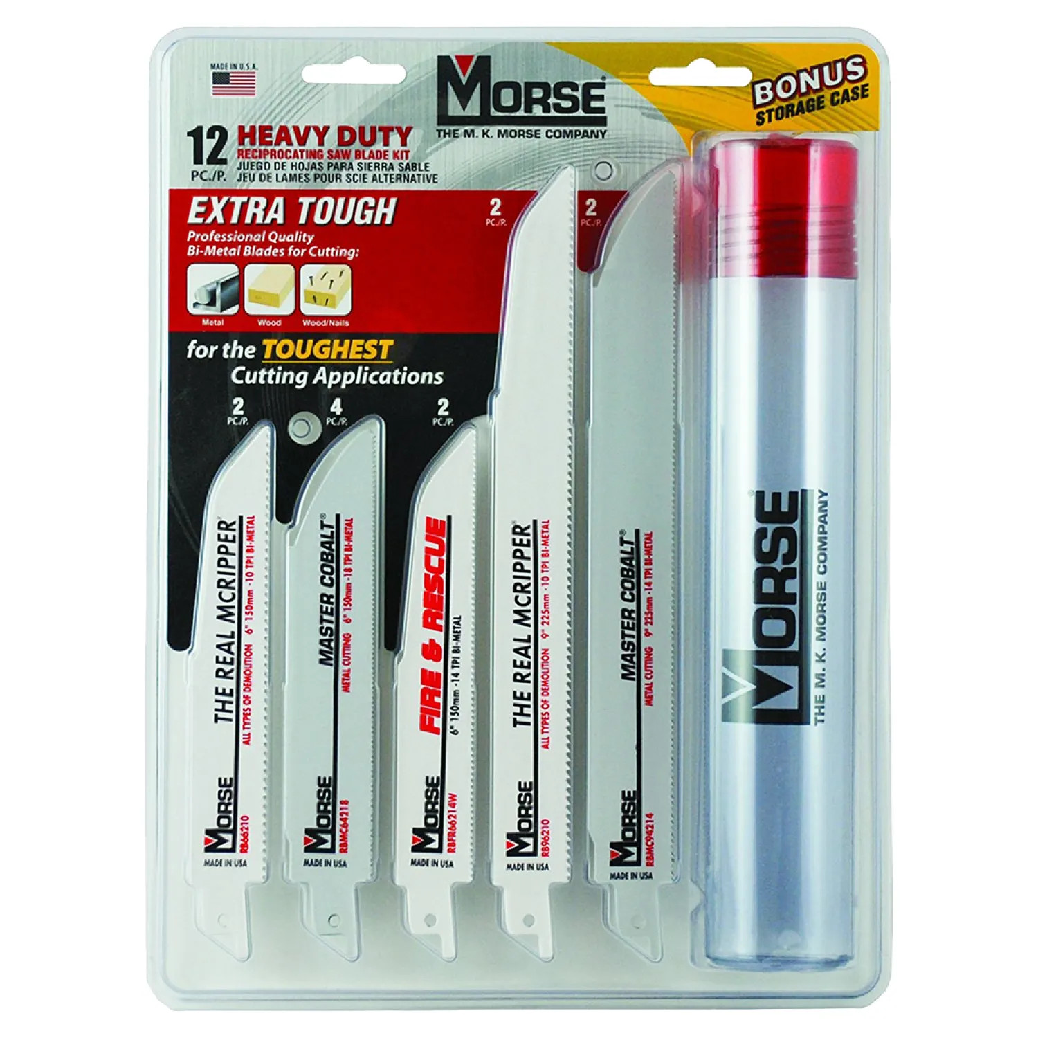 MK Morse RBKITHD01 MK Morse RBKITHD01 Bi-Metal Heavy Duty Reciprocating Saw Blade Set, 12 Pieces