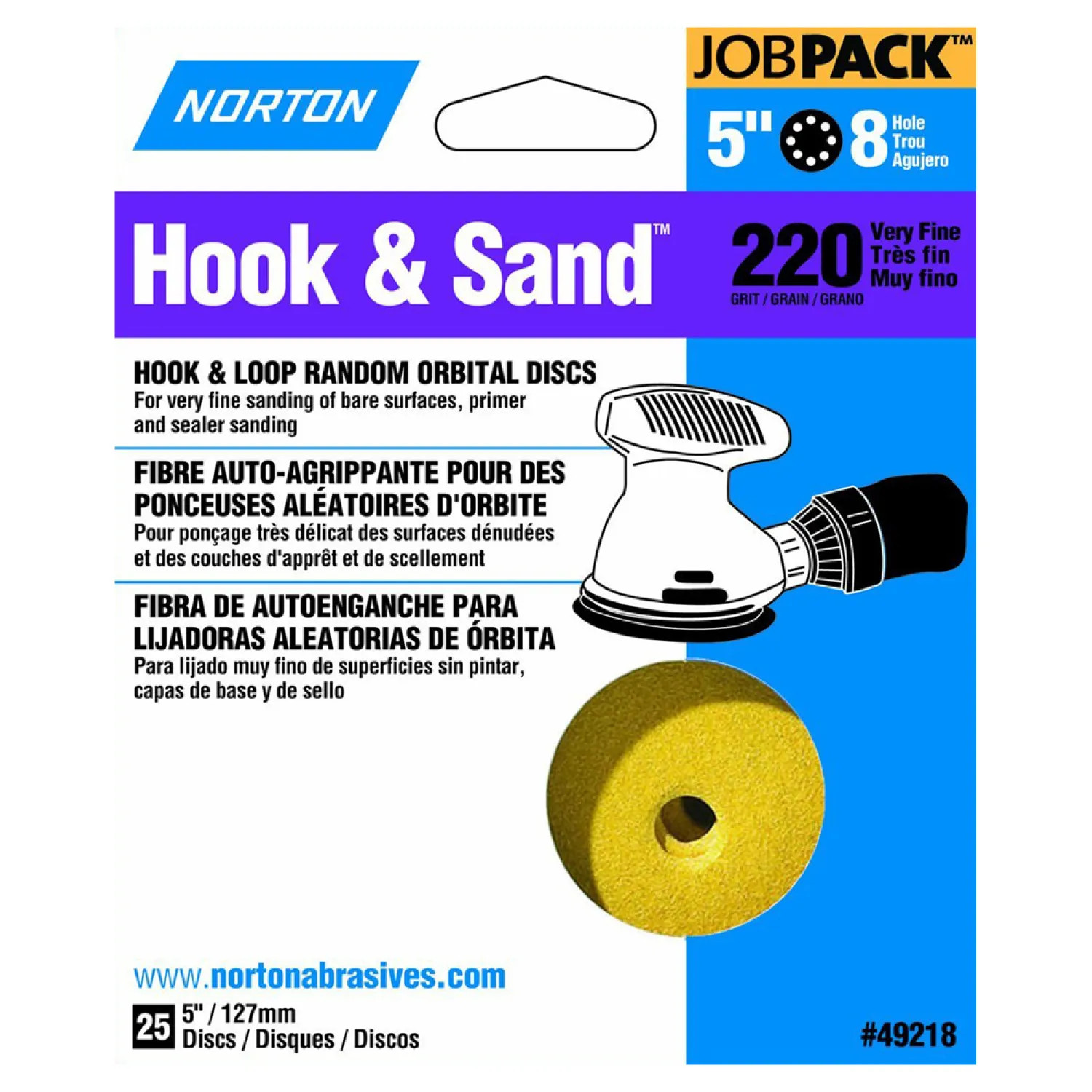 Norton 49218 Norton 3308905 High Performance Premium Sanding Disc, 5 in, 220 Grit