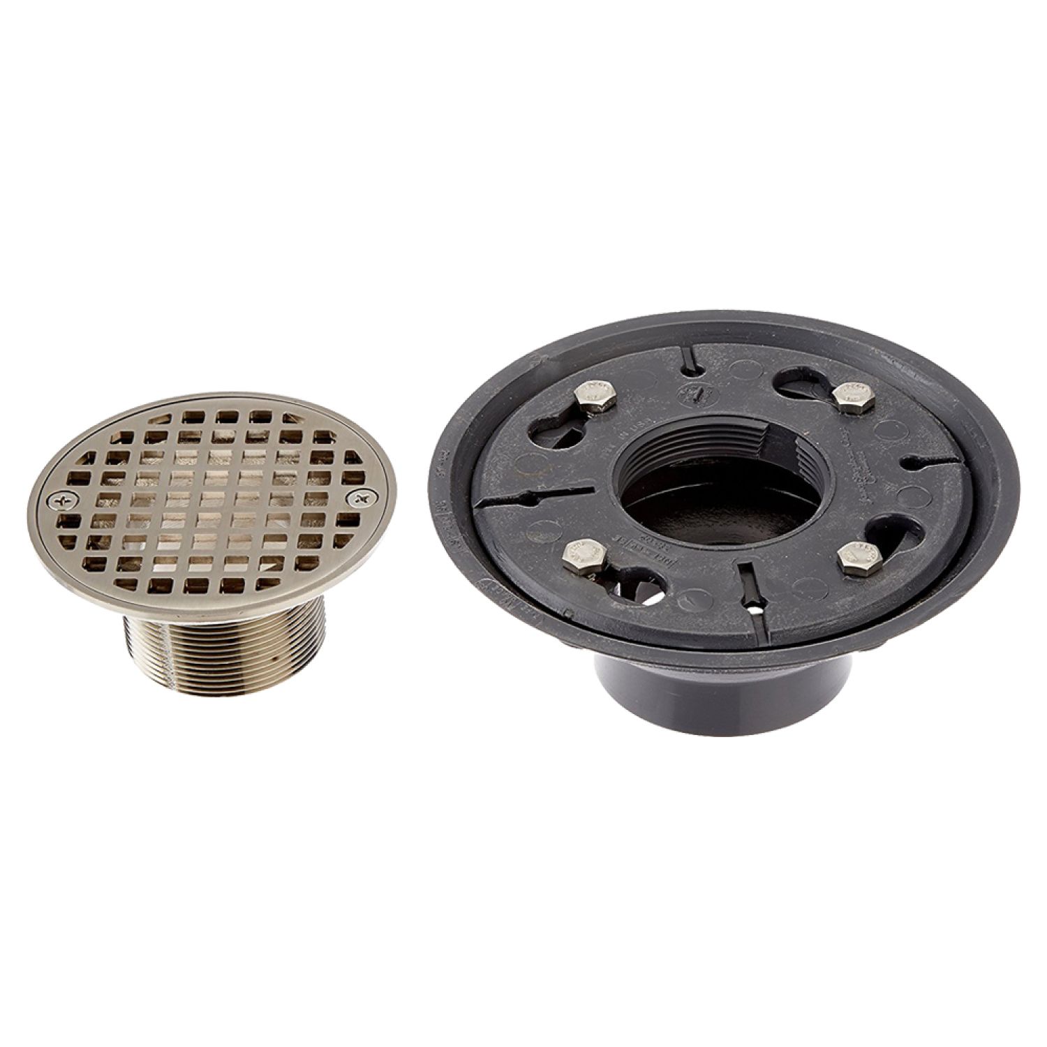 Jones Stephens D5001BN Jones Stephens 2 Inch x 3 Inch Brushed Nickel Shower Drain With Strainer - D5001BN