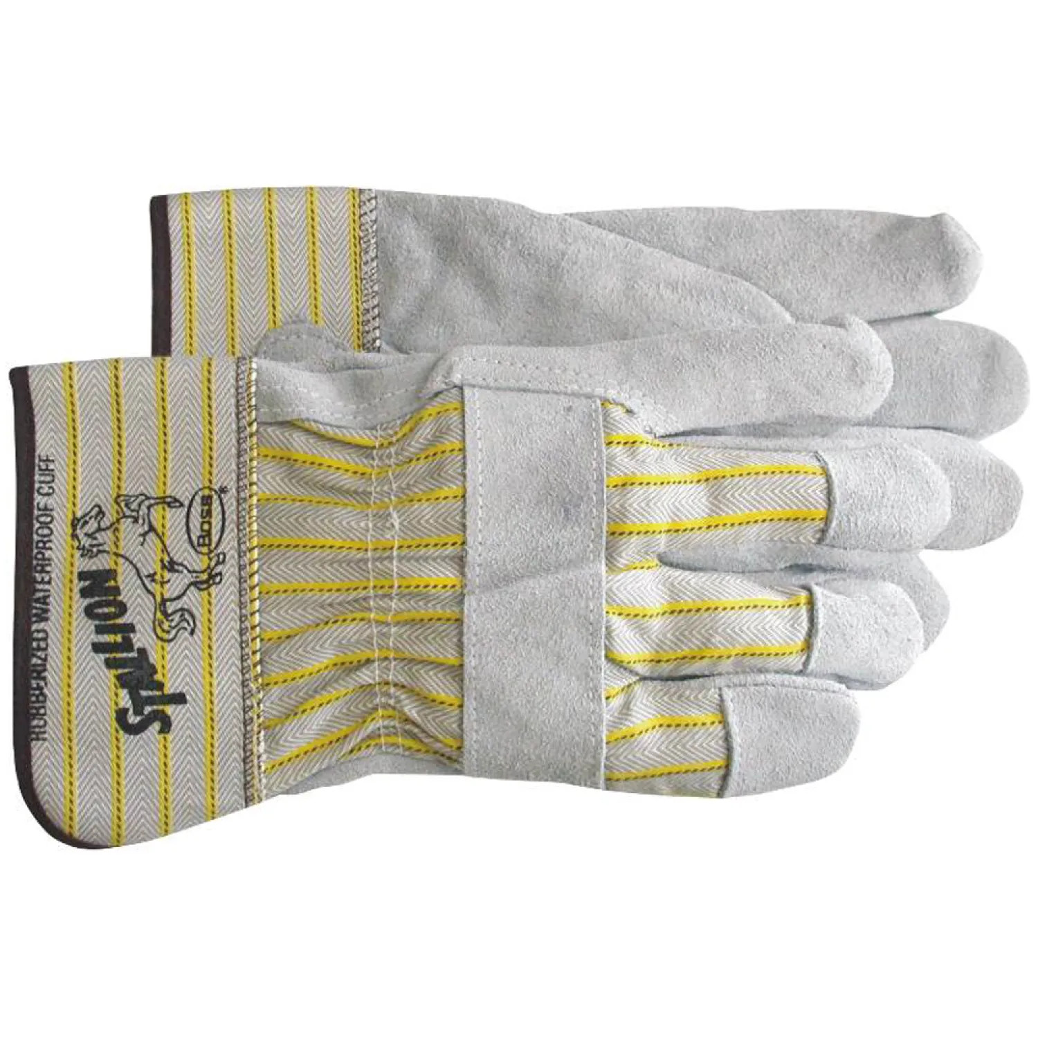 Boss 1290L Stallion 1290L Driver Gloves, Large, Cotton Back, Gray/Yellow, Absorbent Palm Lining