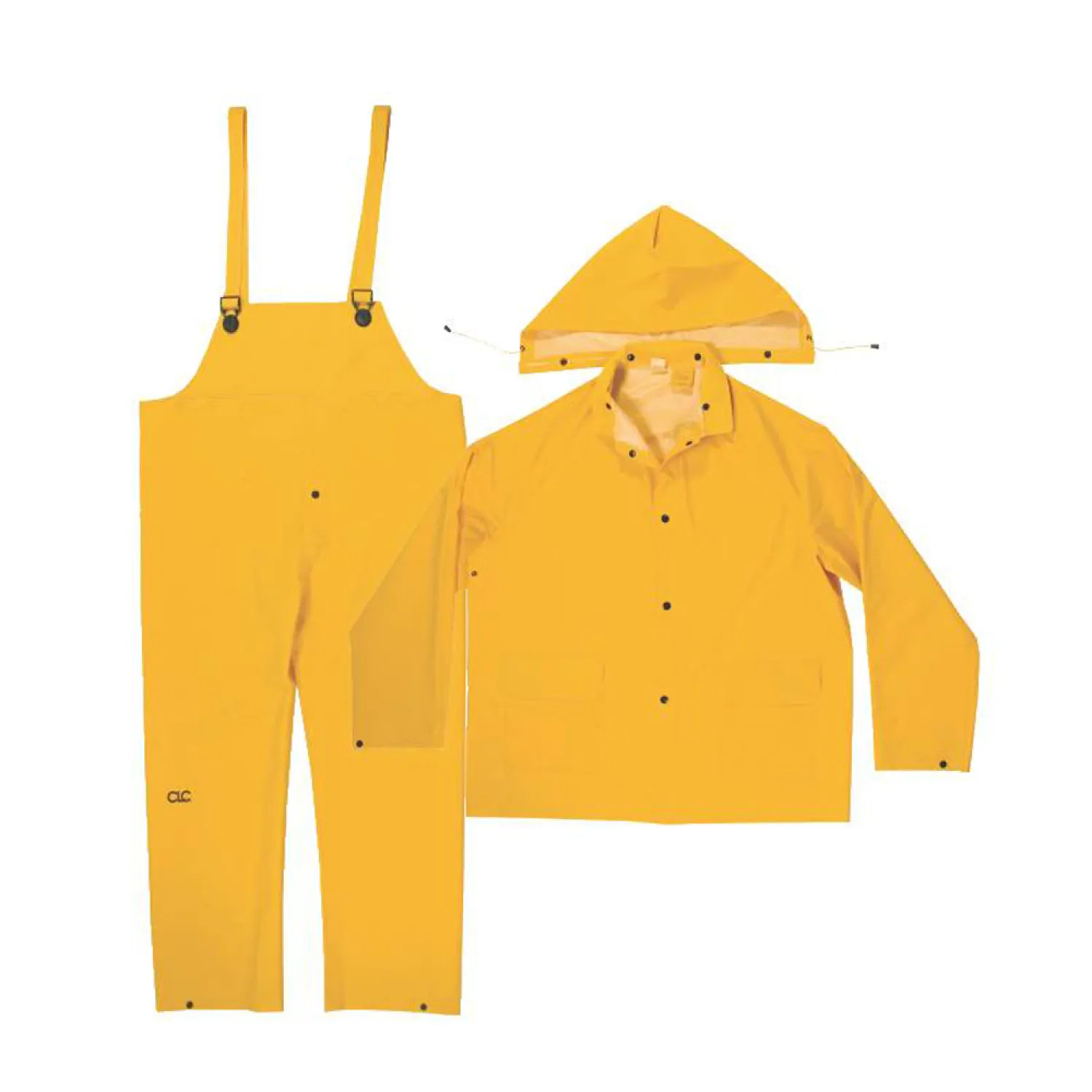 CLC R101L Climate Gear R101L 3-Piece Rain Suit, Large, Heavyweight PVC/Polyester Backing, Yellow