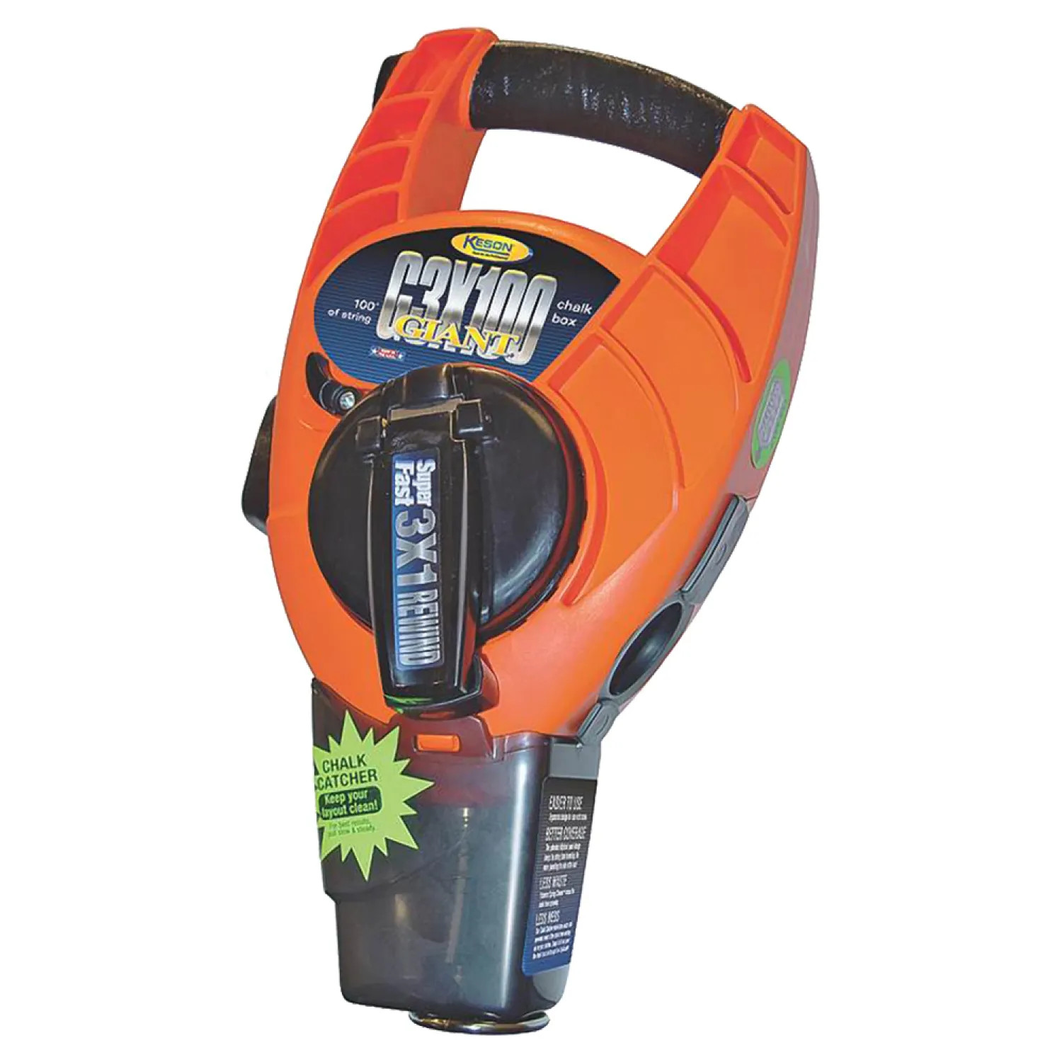 Keson G3X100 Keson G3X100 High Speed BigMouth Chalk Line Reel, 110 ft L, 12 oz Capacity