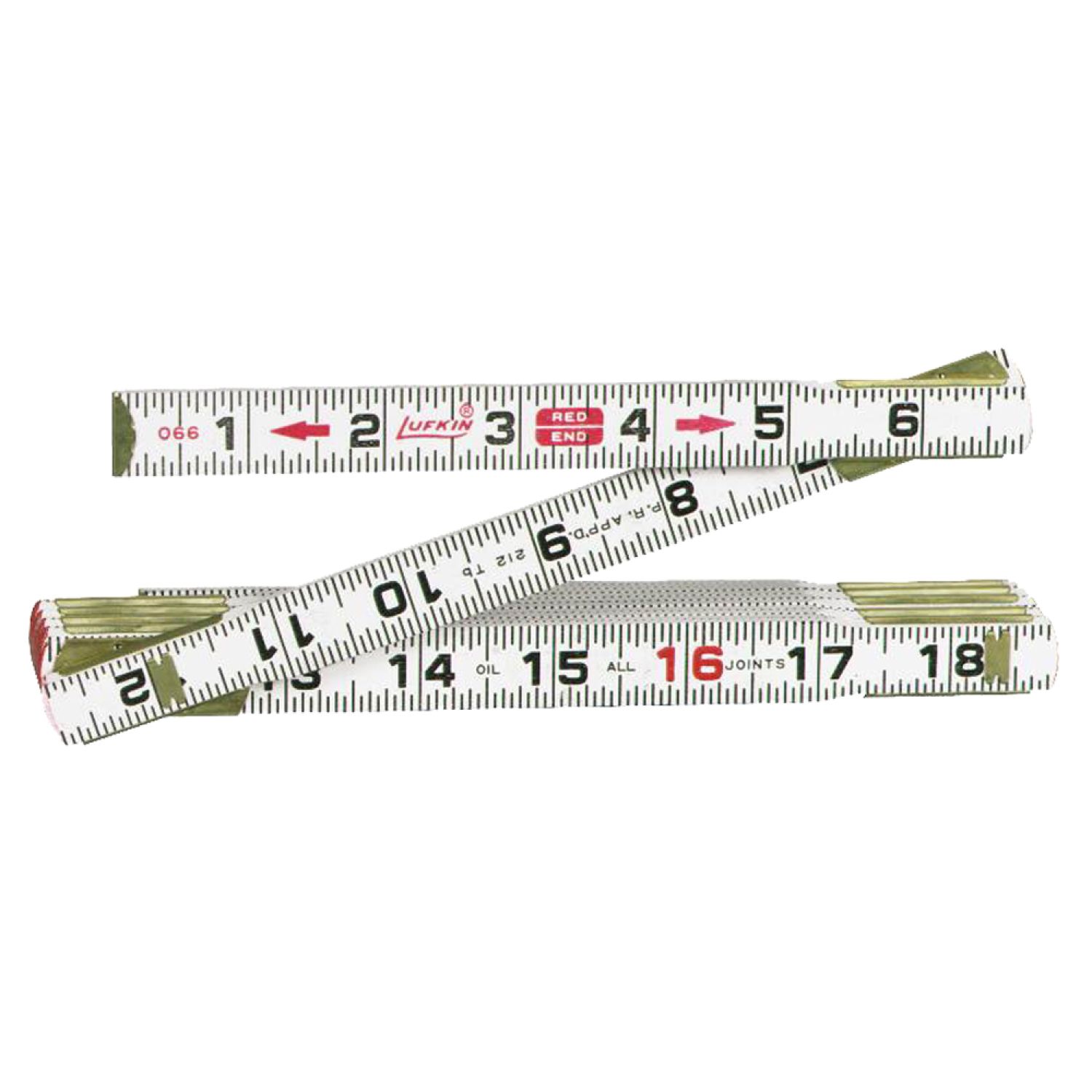 Lufkin 066F Lufkin Red End 066F Flat Reading Folding Rule, 6ft x 5/8