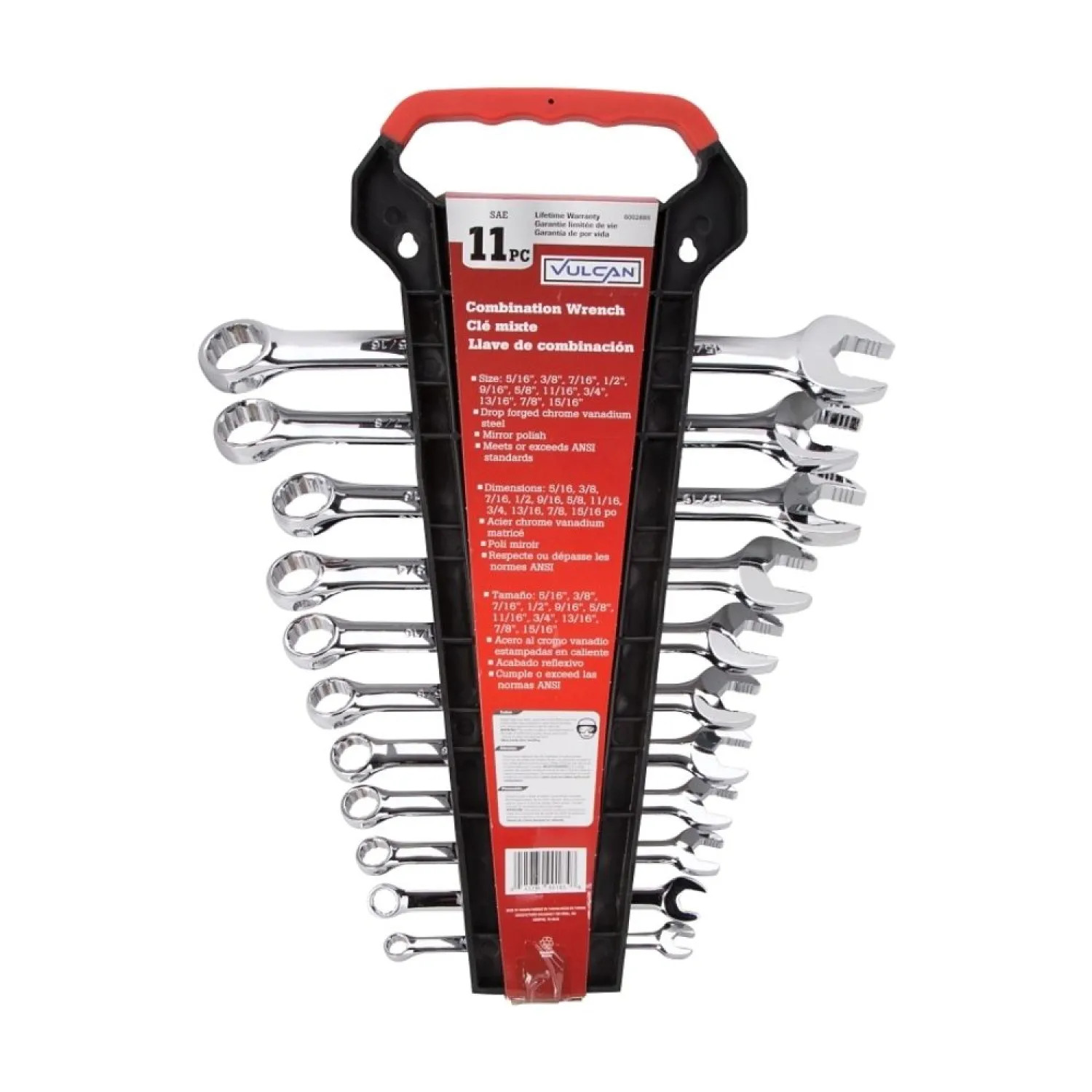 Vulcan TR-H11 Vulcan 11-Piece Combination Wrench Set, SAE, Chrome Vanadium Steel - TR-H11