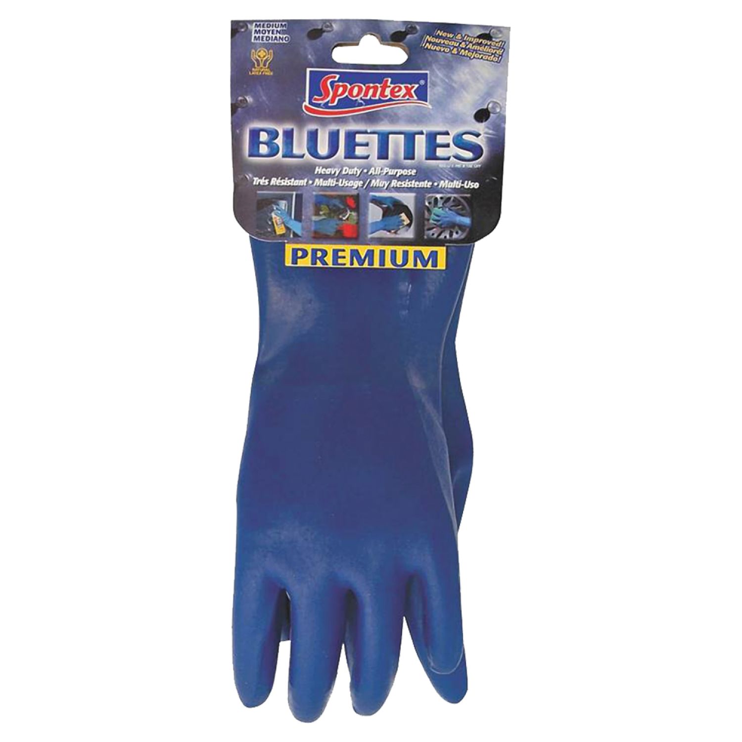 Spontex 19005 Bluettes 19005 Household Protective Gloves, Large, Neoprene, Blue, 100% Cotton Jersey Lining