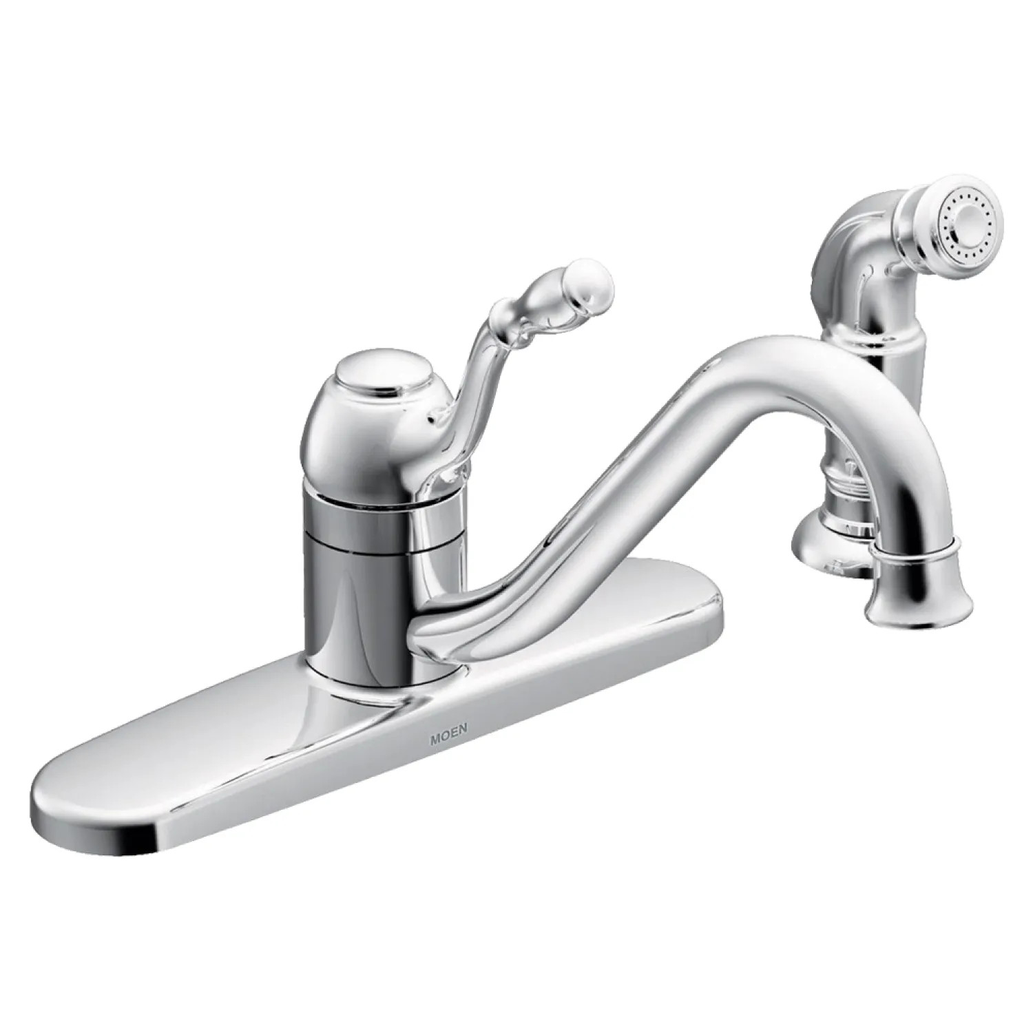 Moen CA87009 Moen Lindley Single-Handle Low Arc Kitchen Faucet w/ Side Spray, Chrome - CA87009