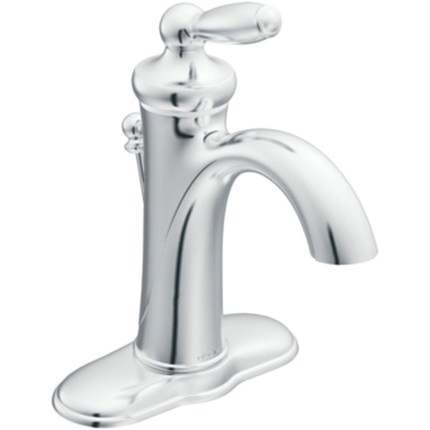 Moen 6600 Moen Brantford Single-Handle High Arc Chrome Bathroom Faucet with Metal Pop-Up and Deckplate, 1.2 GPM, Lever Handle, Single-Hole - 6600