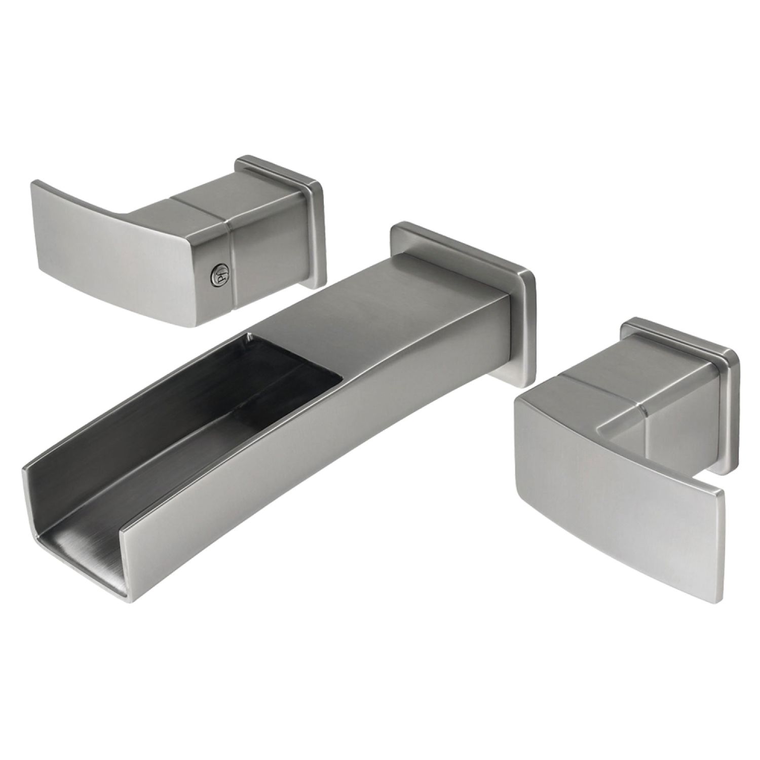 Pfister LG49-DF1K Pfister Kenzo Widespread Wall-Mount Bathroom Faucet, Trough Spout, Two-Handle, 1.2 GPM, Lever Handle, Less Pop-Up Drain, Brushed Nickel - LG49-DF1K