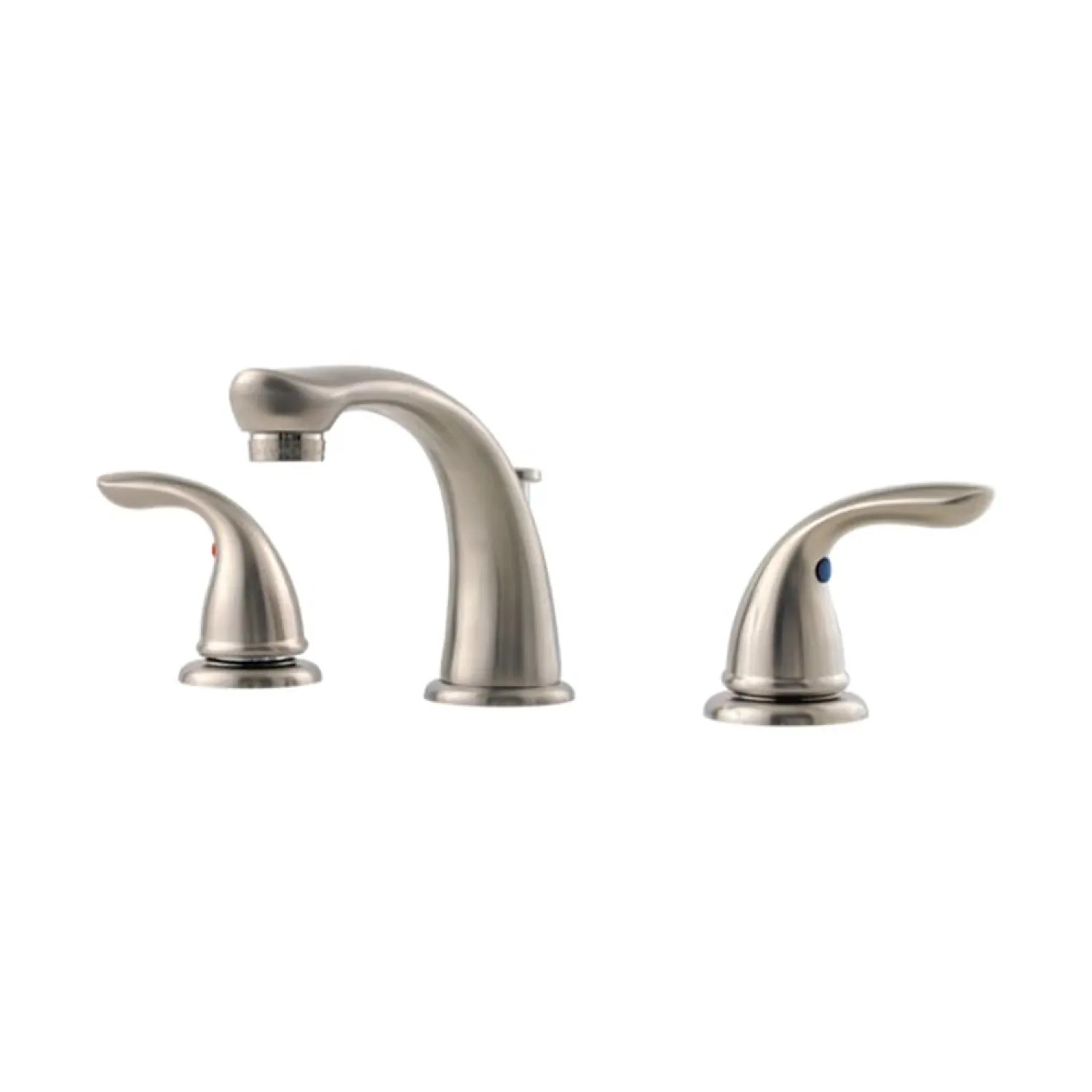 Pfister LG149-610K Pfister Pfirst Series Widespread Bathroom Faucet with Pop-Up Drain, Two-Handle, 1.2 GPM, Lever Handle, Pforever Seal, Brushed Nickel - LG149-610K