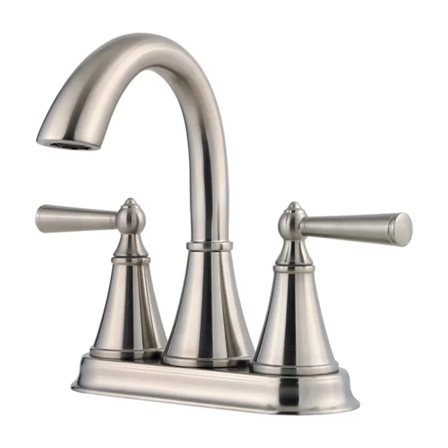 Pfister LG48-GL0K Pfister Saxton Centerset Bathroom Faucet with Push and Seal Drain, Two-Handle, 1.2 GPM, Lever Handle, ADA, Pforever Seal, Brushed Nickel - LG48-GL0K