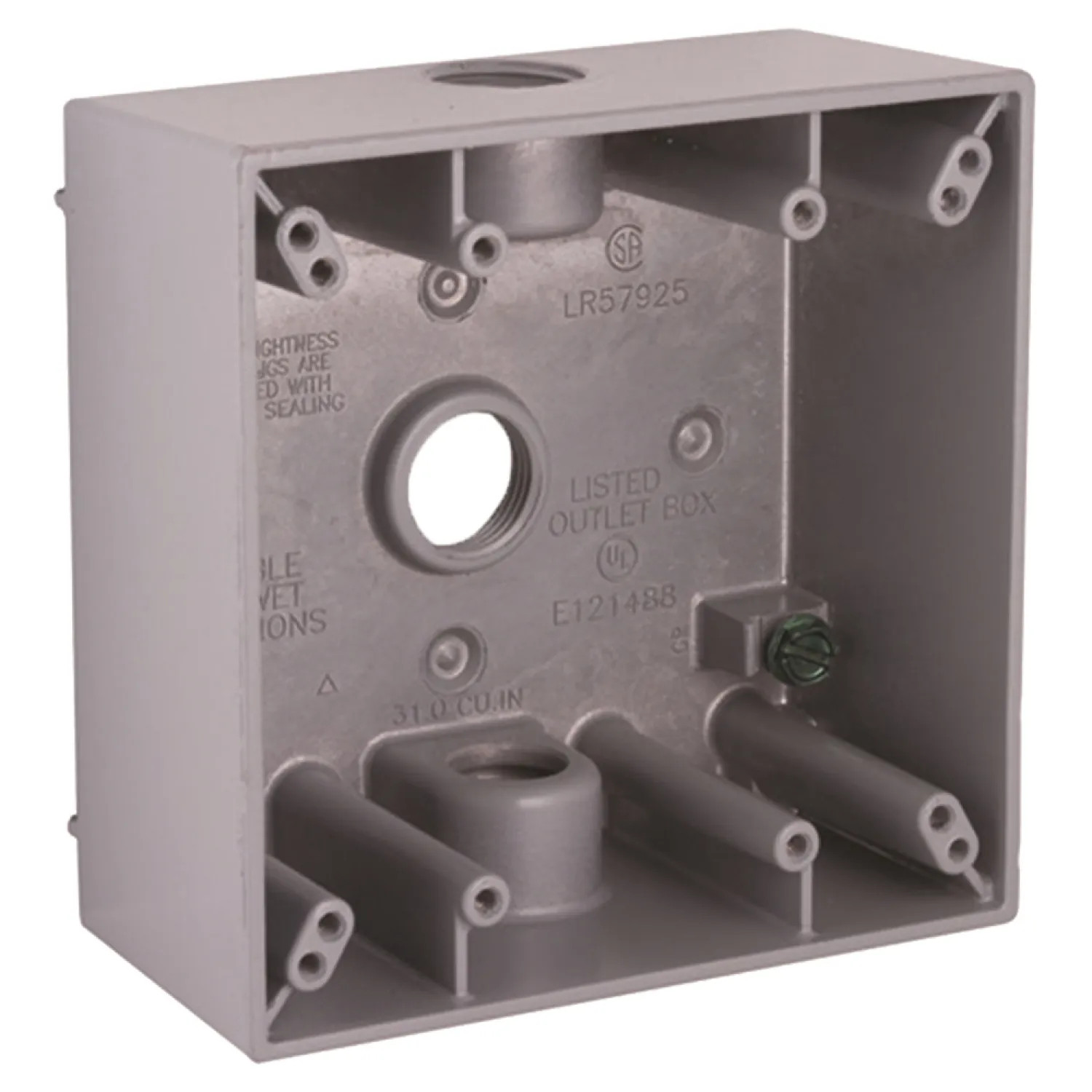 Bell 5333-0 Bell 5333-0 Gray 2-Gang Weatherproof Box with Three Threaded Outlets