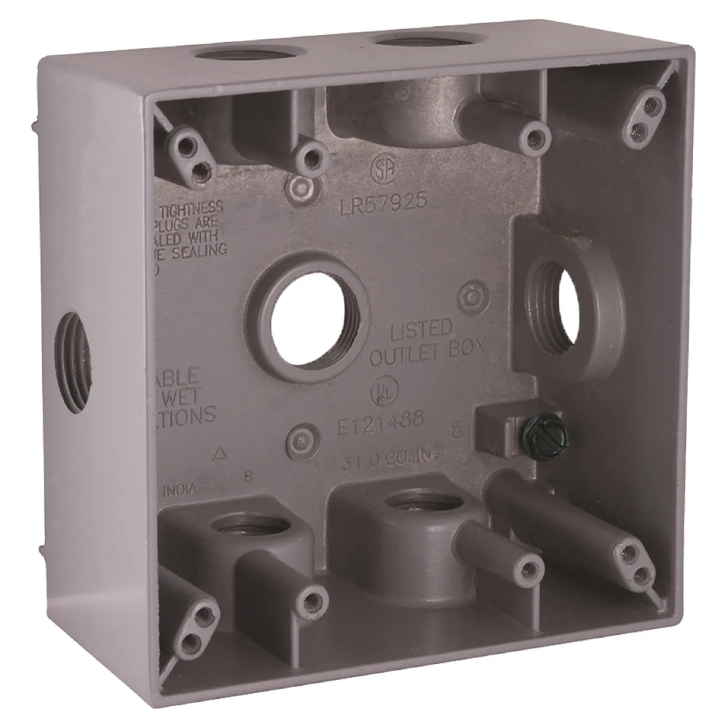 Bell 5338-0 Bell 5338-0 Gray 2-Gang Weatherproof Box with Seven Threaded Outlets