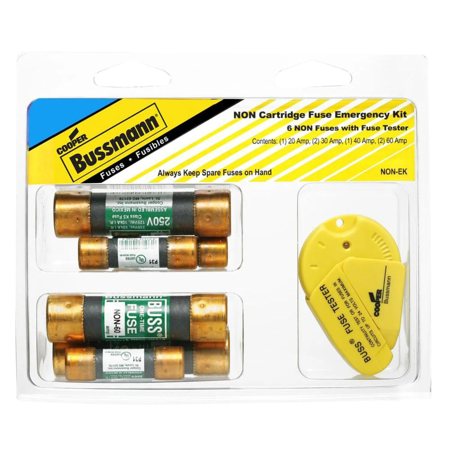Bussmann NON-EK Bussmann NON-EK Emergency Non-Cartridge Fuse Kit, 7 Pieces, 250 V