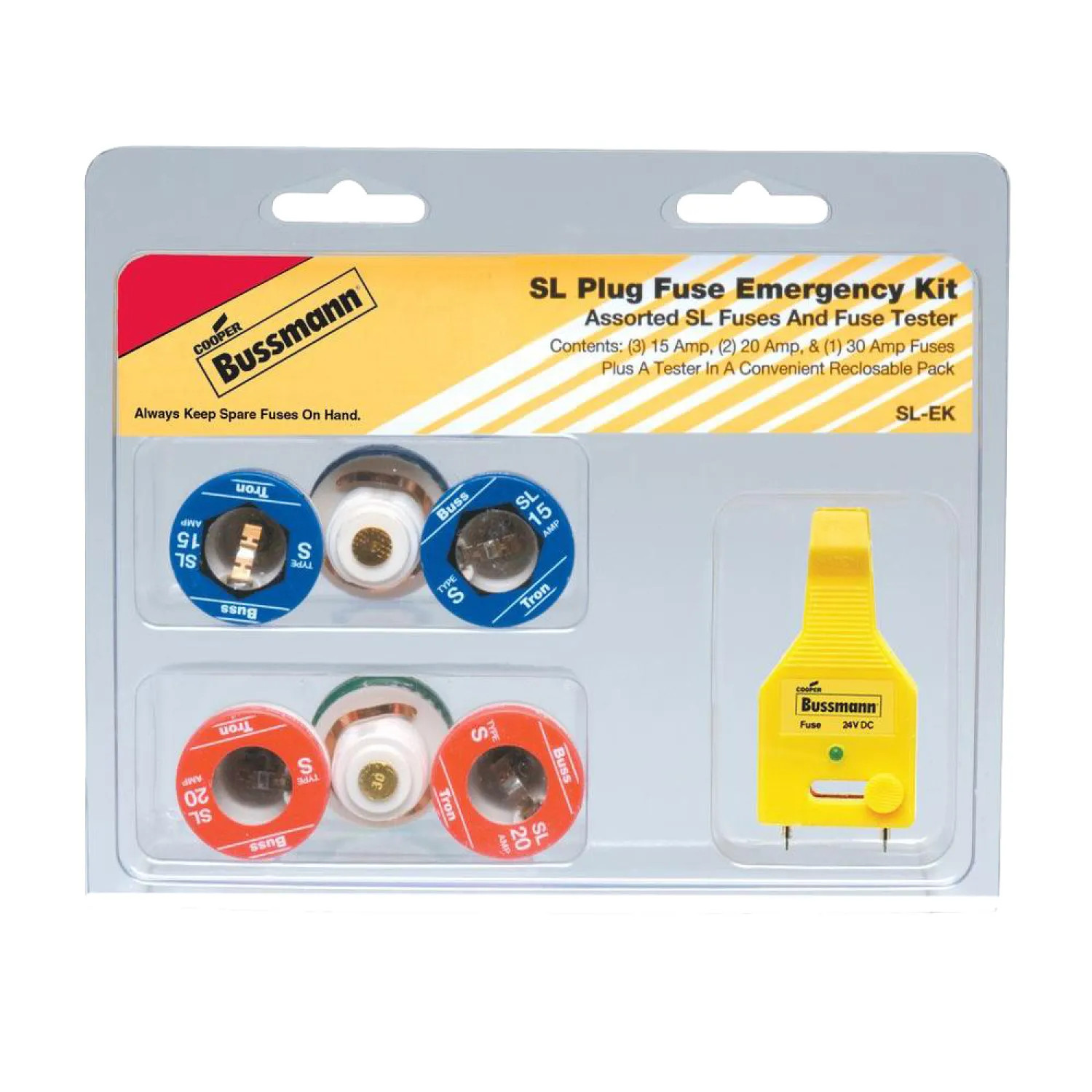 Bussmann SL-EK Bussmann SL-EK Emergency SL Rejection Base Plug Fuse Kit, 7 Pieces, 125 V