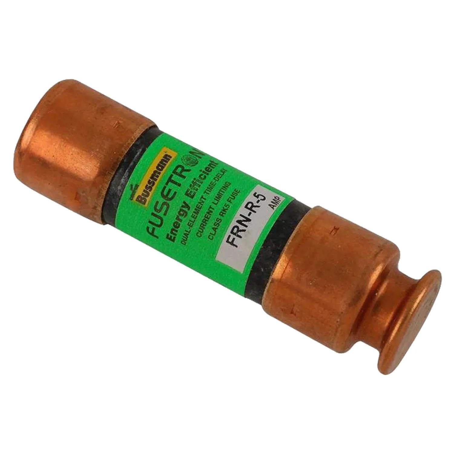 Bussmann FRN-R-5 Cooper Bussmann Fusetron FRN-R Energy Efficient Non-Indicating Time Delay Fuse, 250 VAC/125 VDC, 5 A, Fiberglass