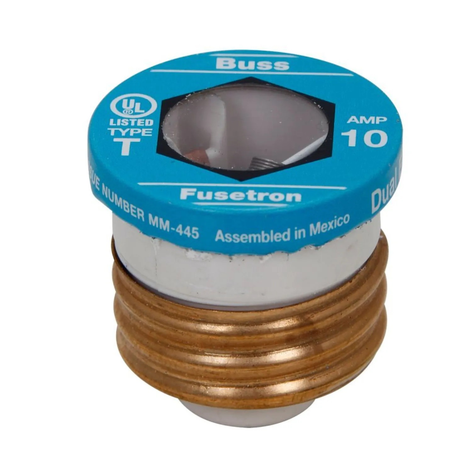 Bussmann BP/T-15 Fusetron Edison Base Plug, Dual Element, 15amp, 125V AC, 10,000 AIC, UL Listed - BP/T-15