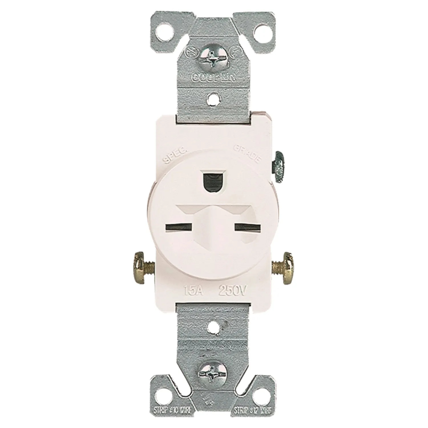Arrow Hart 816W-BOX Arrow Hart 816 Straight Blade Single Receptacle, 250 V, 15 A, 2 Pole, 3 Wire, White
