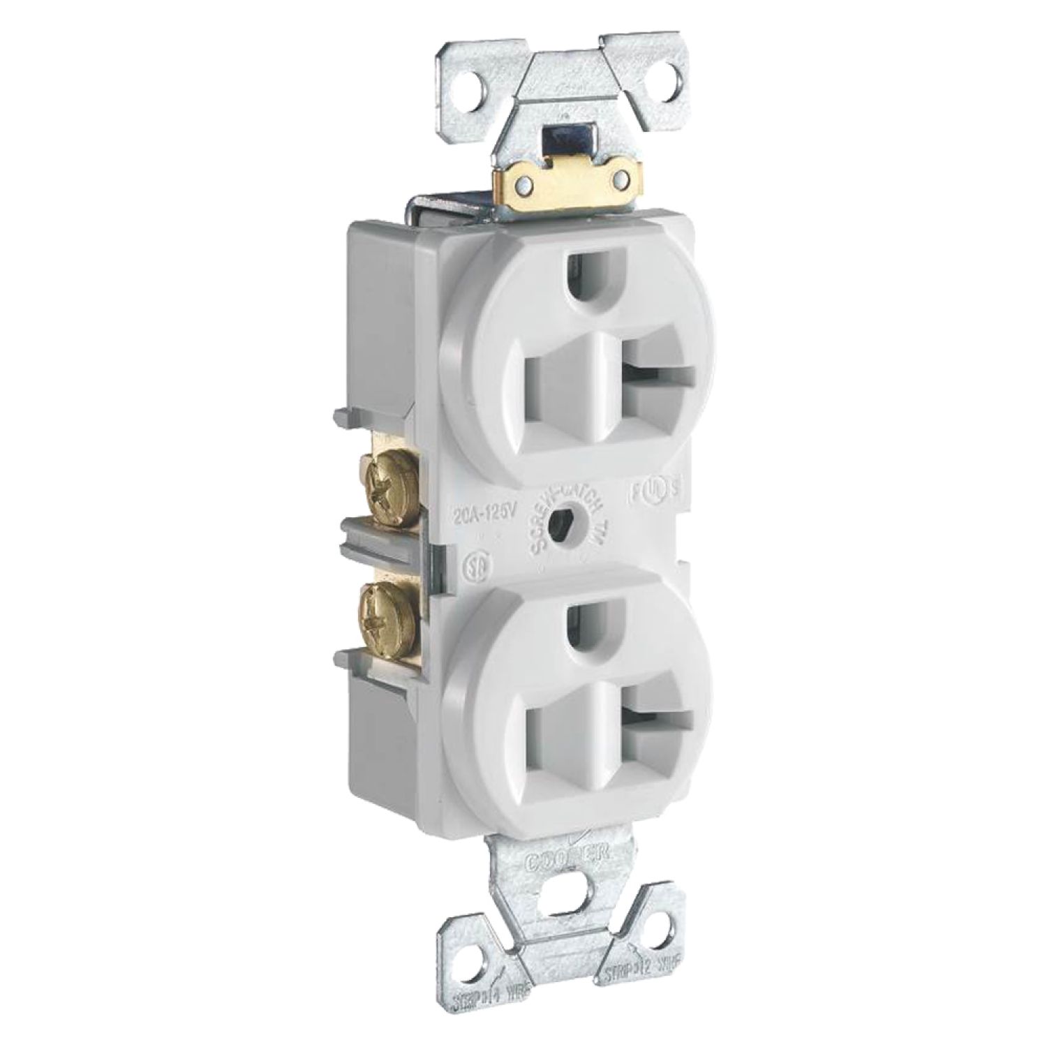 Arrow Hart CR20W Arrow Hart CR20W Grounded Duplex Receptacle, 125 V, 20 A, 2 Pole, 3 Wire, White