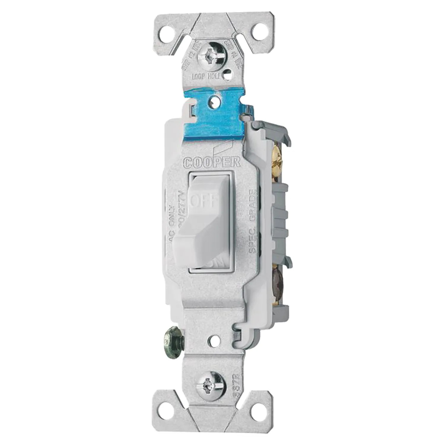 Arrow Hart CS315W Arrow Hart CS Grounded Compact Toggle Switch, 120/277 VAC, 15 A, White