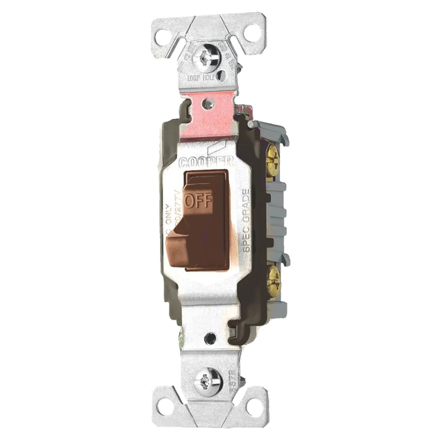Arrow Hart CS120B Arrow Hart Eagle CS Toggle Switch, 120/277 VAC, 20 A, 1 P, Brown