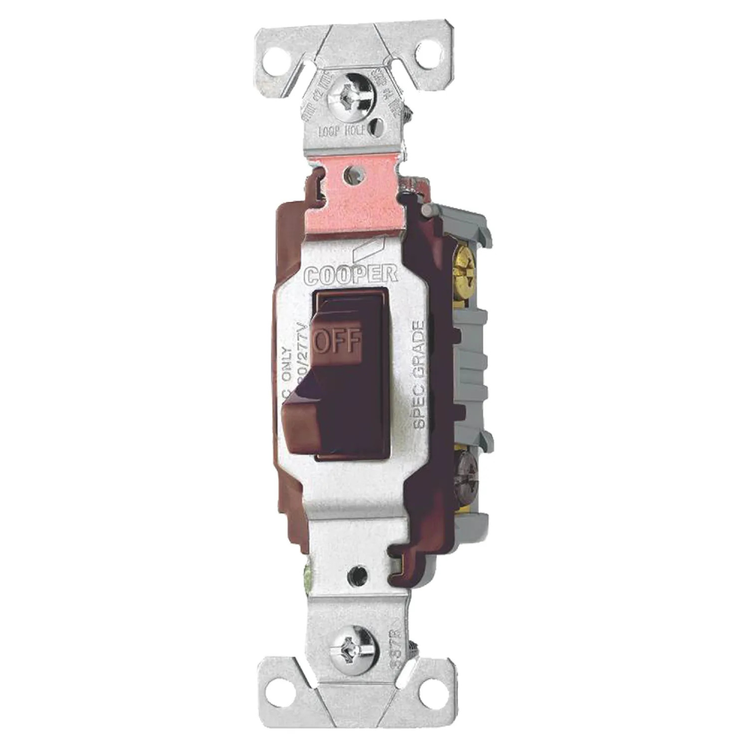 Arrow Hart CS320B Arrow Hart Eagle CS Toggle Switch, 120/277 VAC, 20 A, Brown