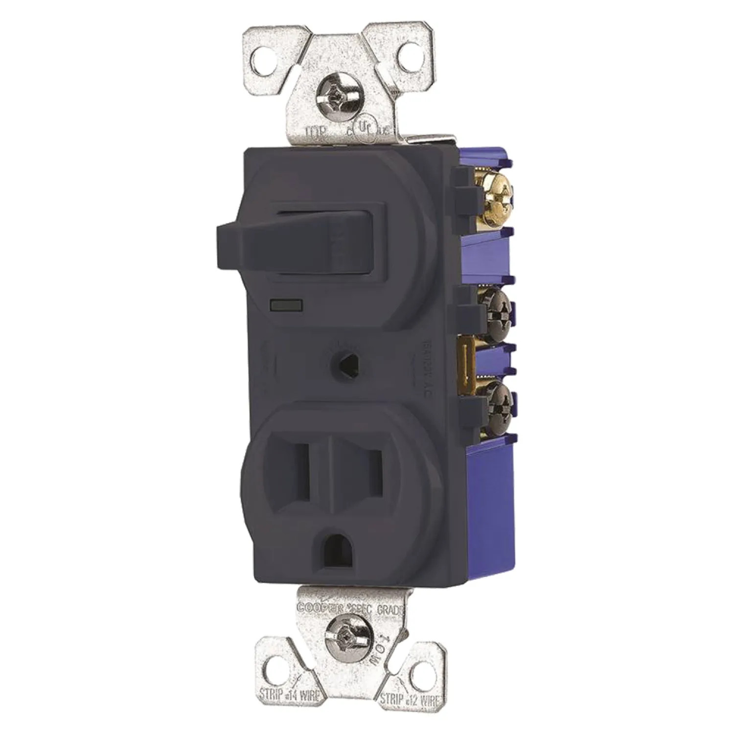 Arrow Hart TR274B Arrow Hart TR274 Duplex Combination Switch/Receptacle, 2 P, 3 Wire, 15 A, 120 V